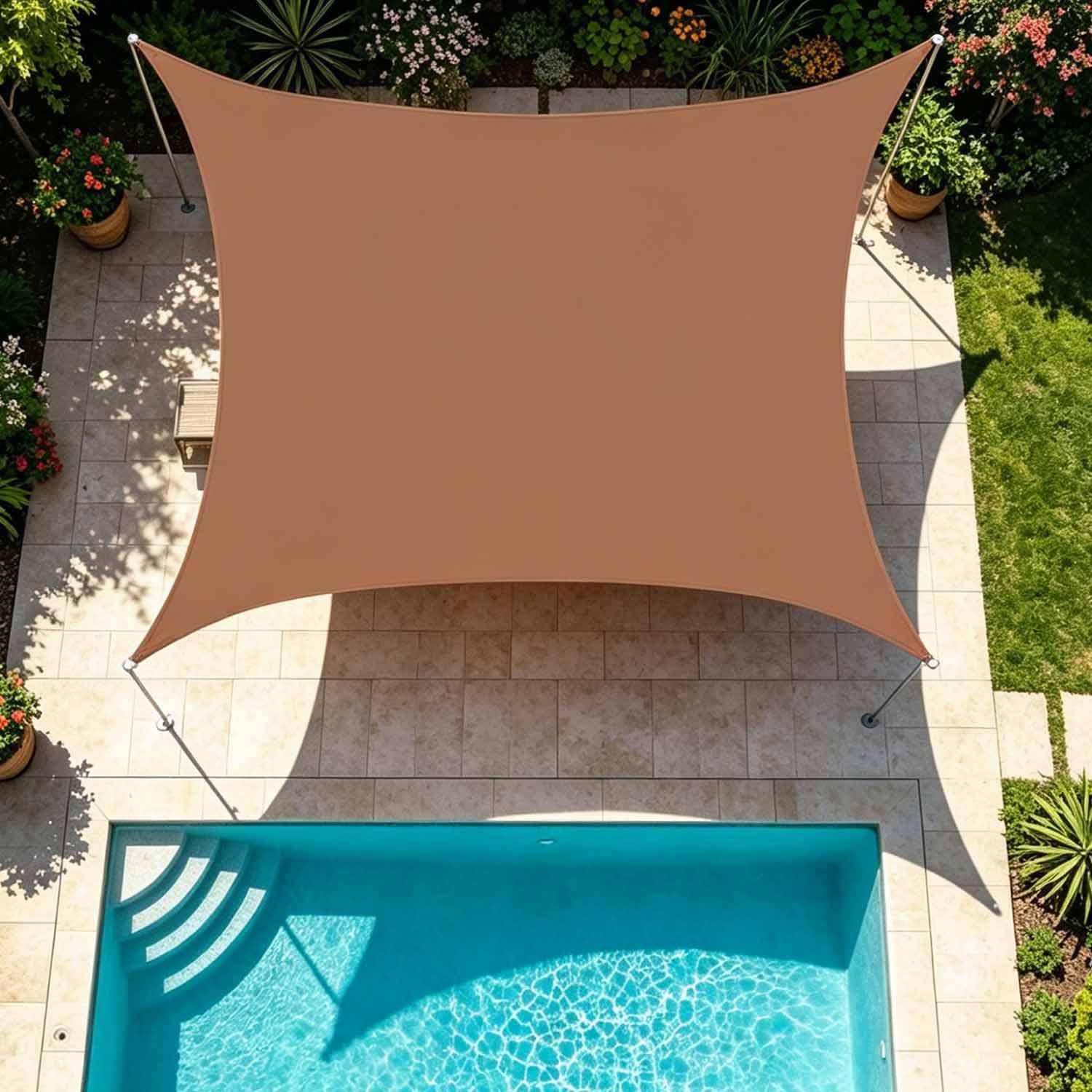 Ffsaacol Outdoor Rectangle Sail Shade, Sun Shade Sail Canopy Waterproof, Sun Shade Heavy Duty Canopy UV Block, for Backyard Patio Pergola Garden (We Make Custom Size) H, 16x16ft/5x5m