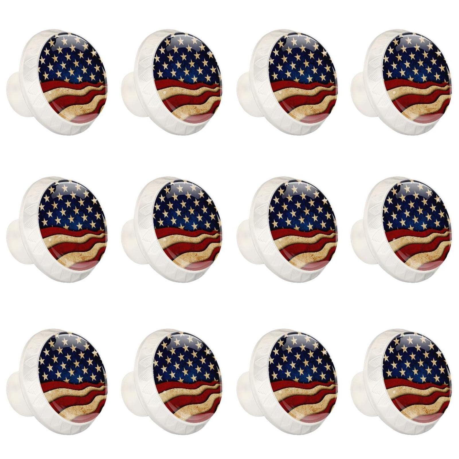 Boutons d'armoire ligne étoile drapeau américain lot de 12 design moderne