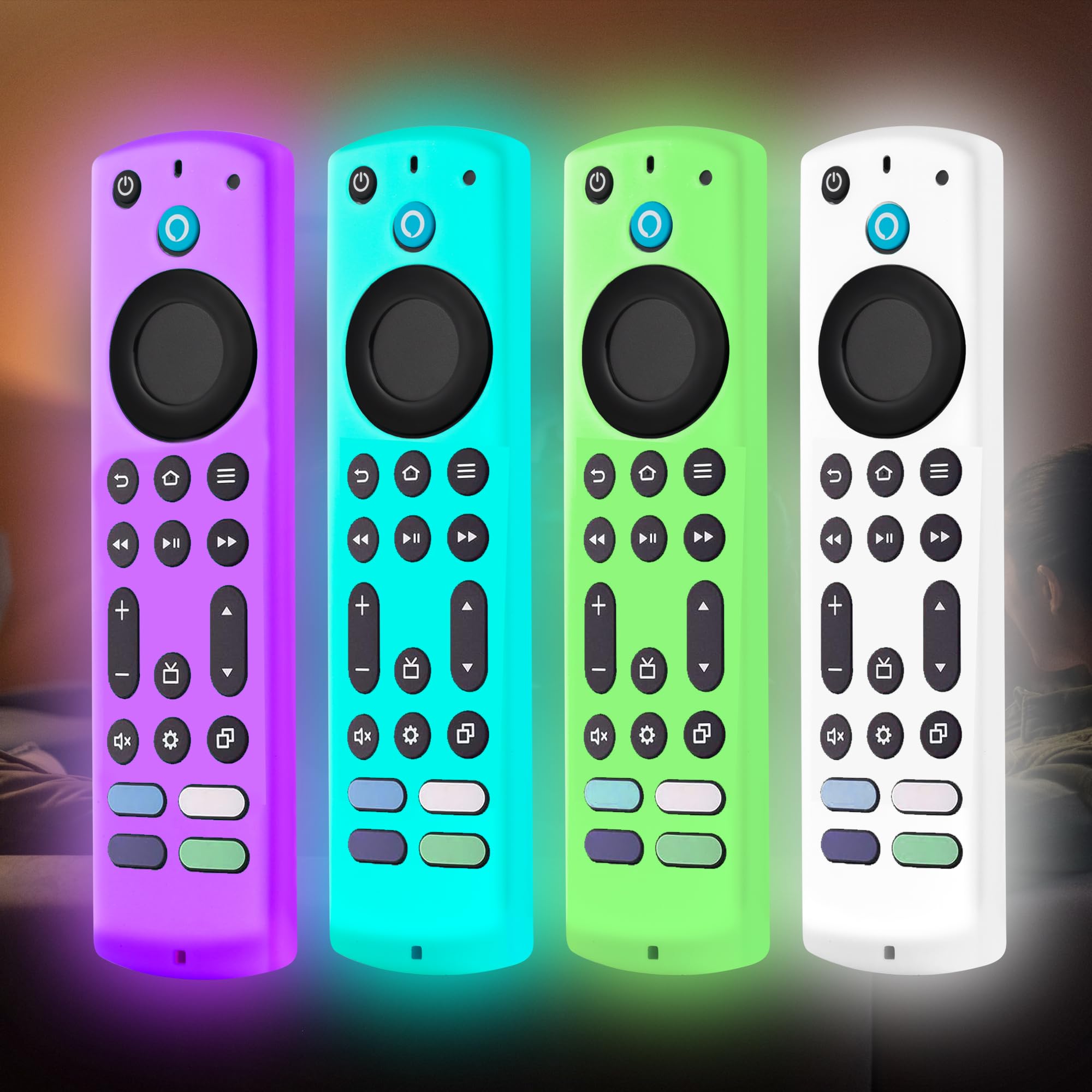 Funda para control remoto Fire Stick 4k+ Max, Toshiba, Insignia Fire TV, funda de silicona que brilla en la oscuridad (morado)