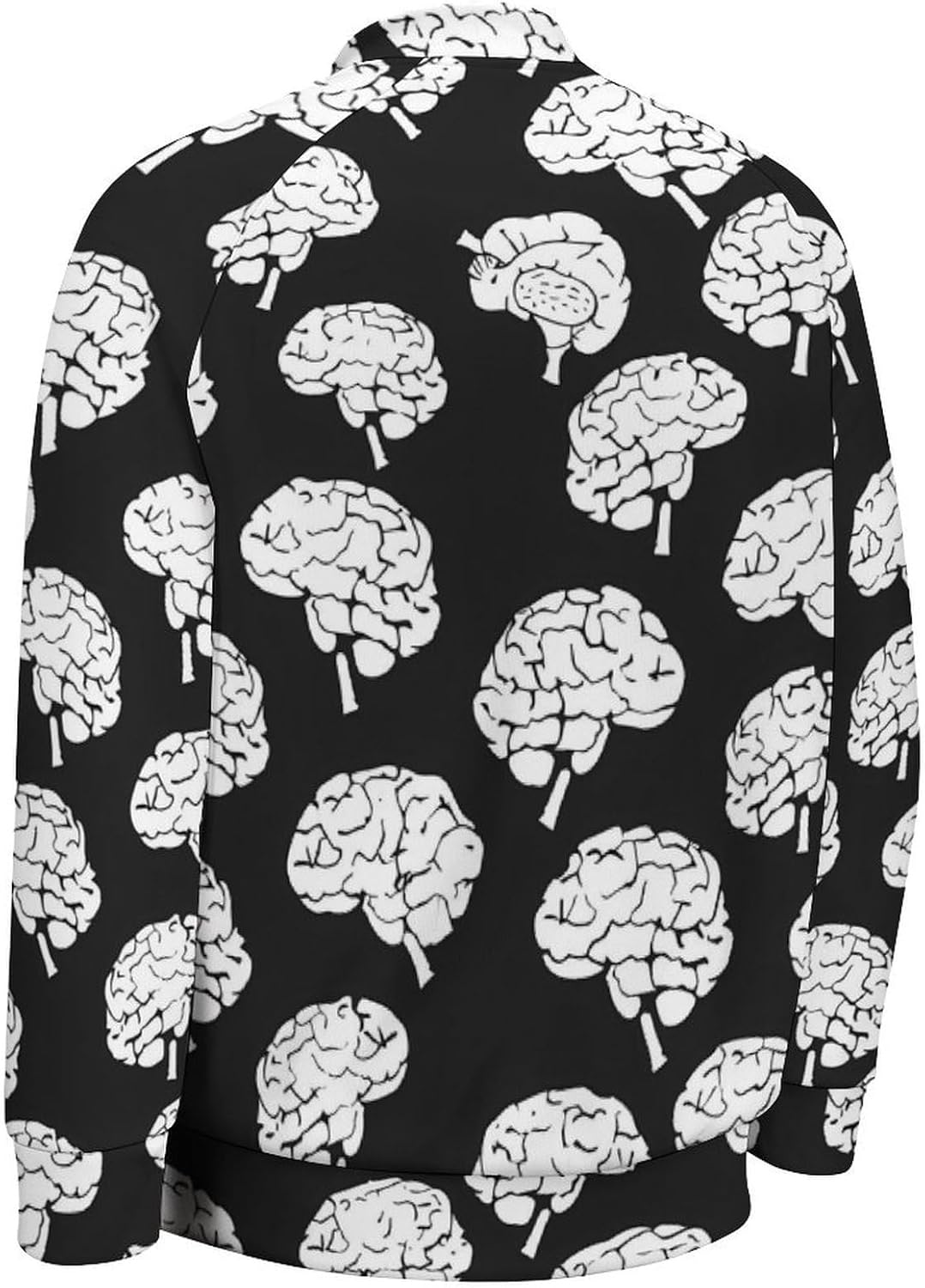 Brains Pattern Novelty Men's Baseball Jackets Causal Sweatshirt Button Top Long Sleeve Coat