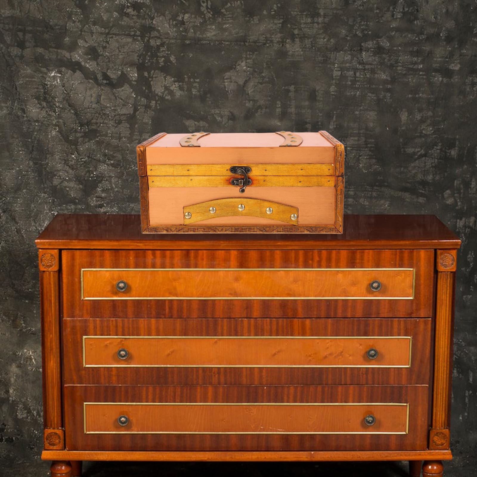 Caja de Almacenamiento Decorativa de Madera Retro para Tarjetas y Recuerdos