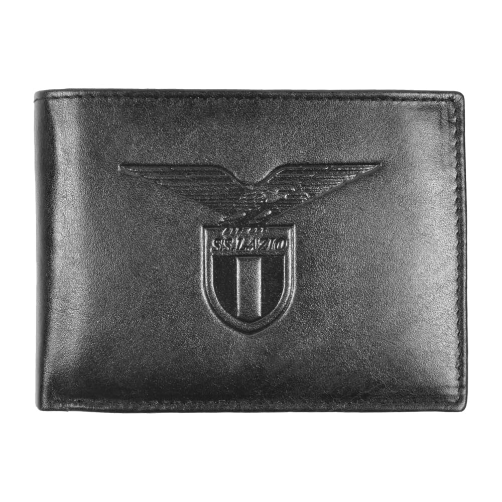 Cartera de Piel con Logotipo Estampado en Caliente, Producto Oficial SS LAZIO 173188, Negro, Cartera de Cuero