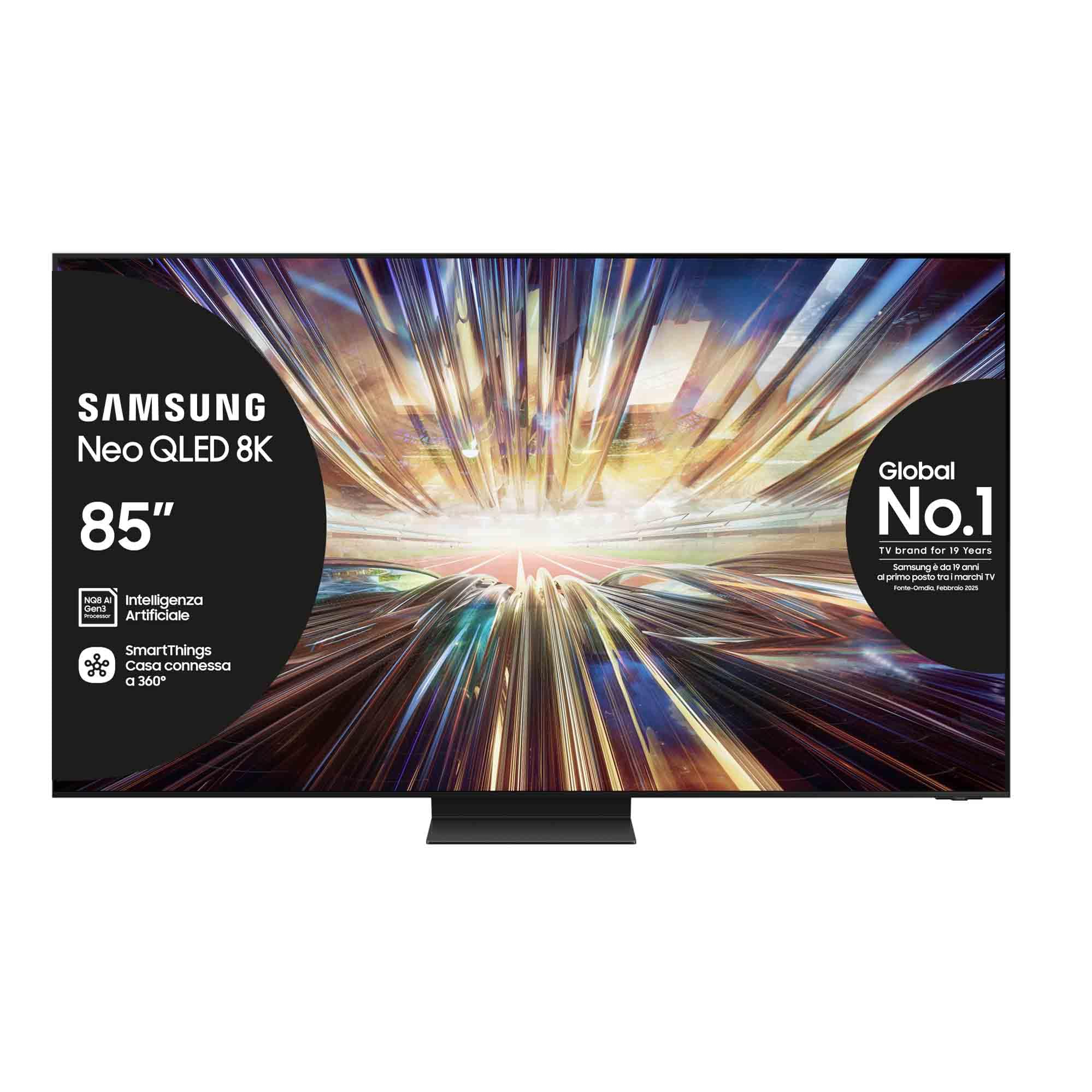 Samsung TV QE85QN800DTXZT Neo QLED 8K Mini LED, Smart TV 85" Processore NQ8 AI Gen2, Infinity One, DVBT-2, Q-Symphony & Dolby Atmos, Integrato con Alexa, Graphite Black 2024