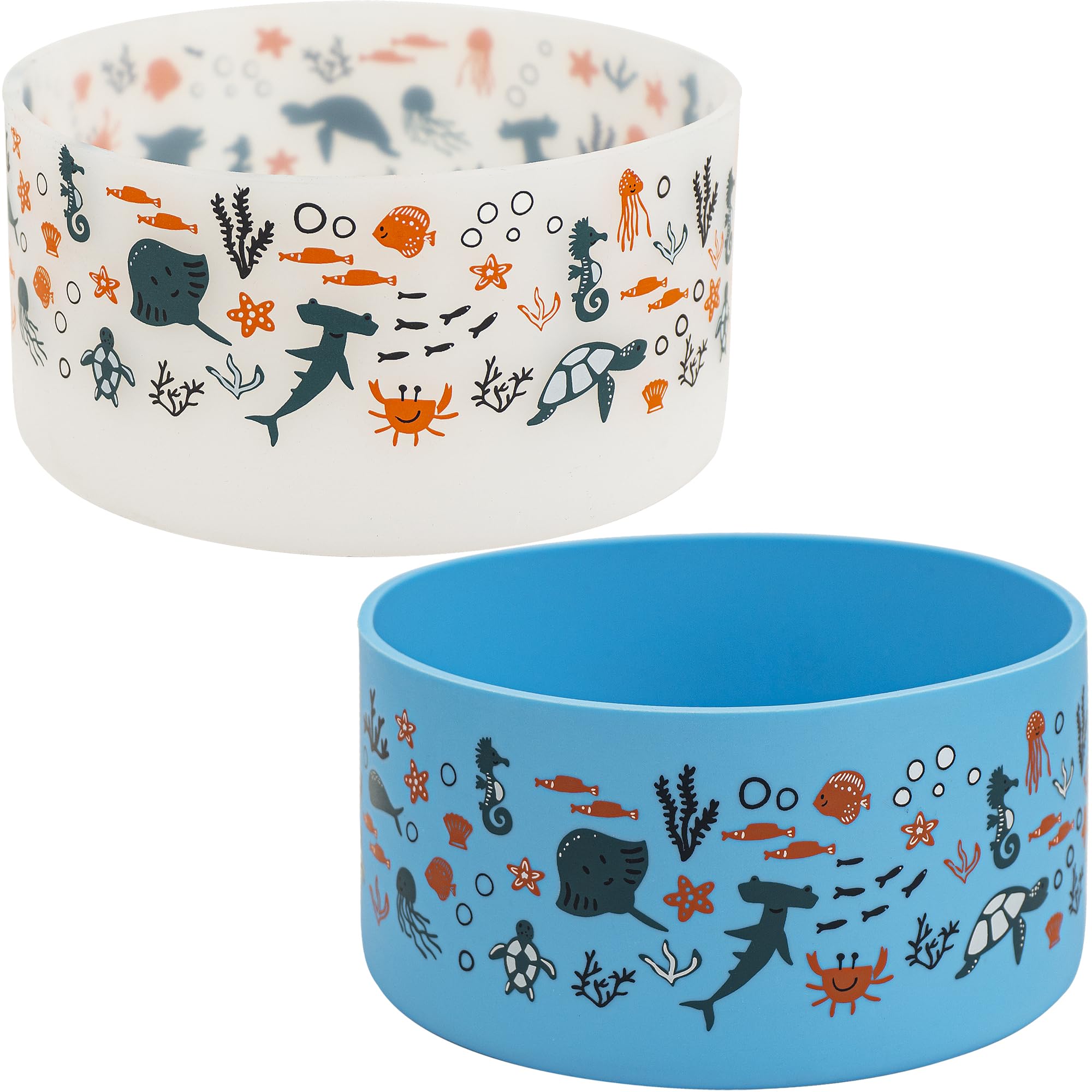 Omoojee2 Pcs Water Bottle Boot Sleeve, Protective Silicone Boot Compatible with Hydro Flask 32-40oz Water Bottle (Sea Life)