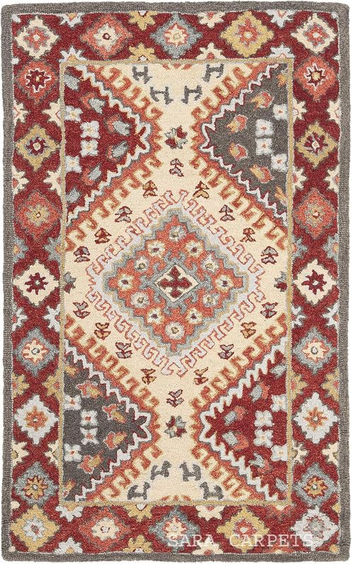 Image of Modern Abstract Hand Tufted Wool Floor Carpet for Home decore Living Room|Home and Bedroom & Hall 12x15feet (360 x 450cm) Multi H4