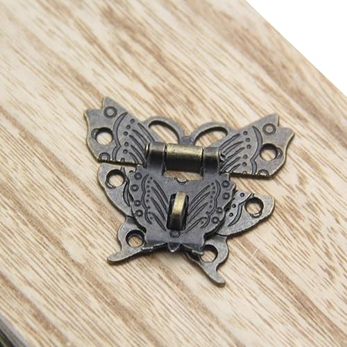 Miniatura 6 de 5 piezas de cerrojo de mariposa de latón antiguo decorativo cerrojo joyería caja de madera cerrojo cerrojo con tornillos para cajón gabinete joyería