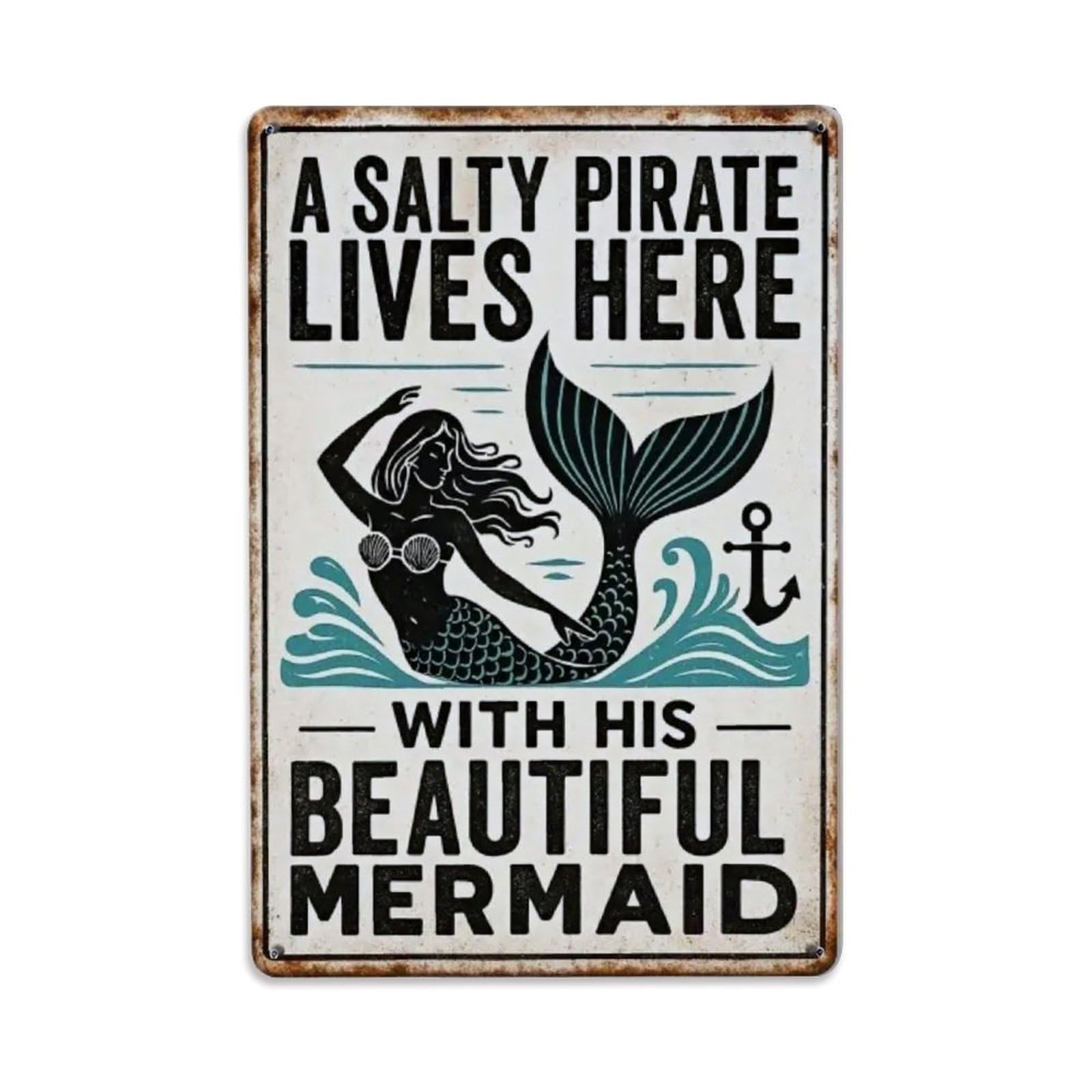 Rkundrne Vintage A Salty Pirate Lives Here Metal Tin Sign Garden Bedroom Cafe Bar Man Cave Home Wall Decor Metal Poster 8X12 In