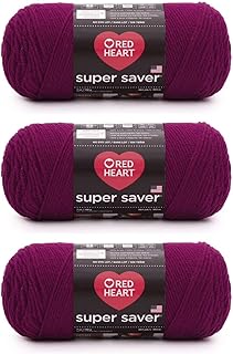 Red Heart Super Saver Mulberry Yarn - 3 Pack of 7oz/198g - Acrylic - 4 Medium (Worsted) - 364 Yards - Knitting/Crochet