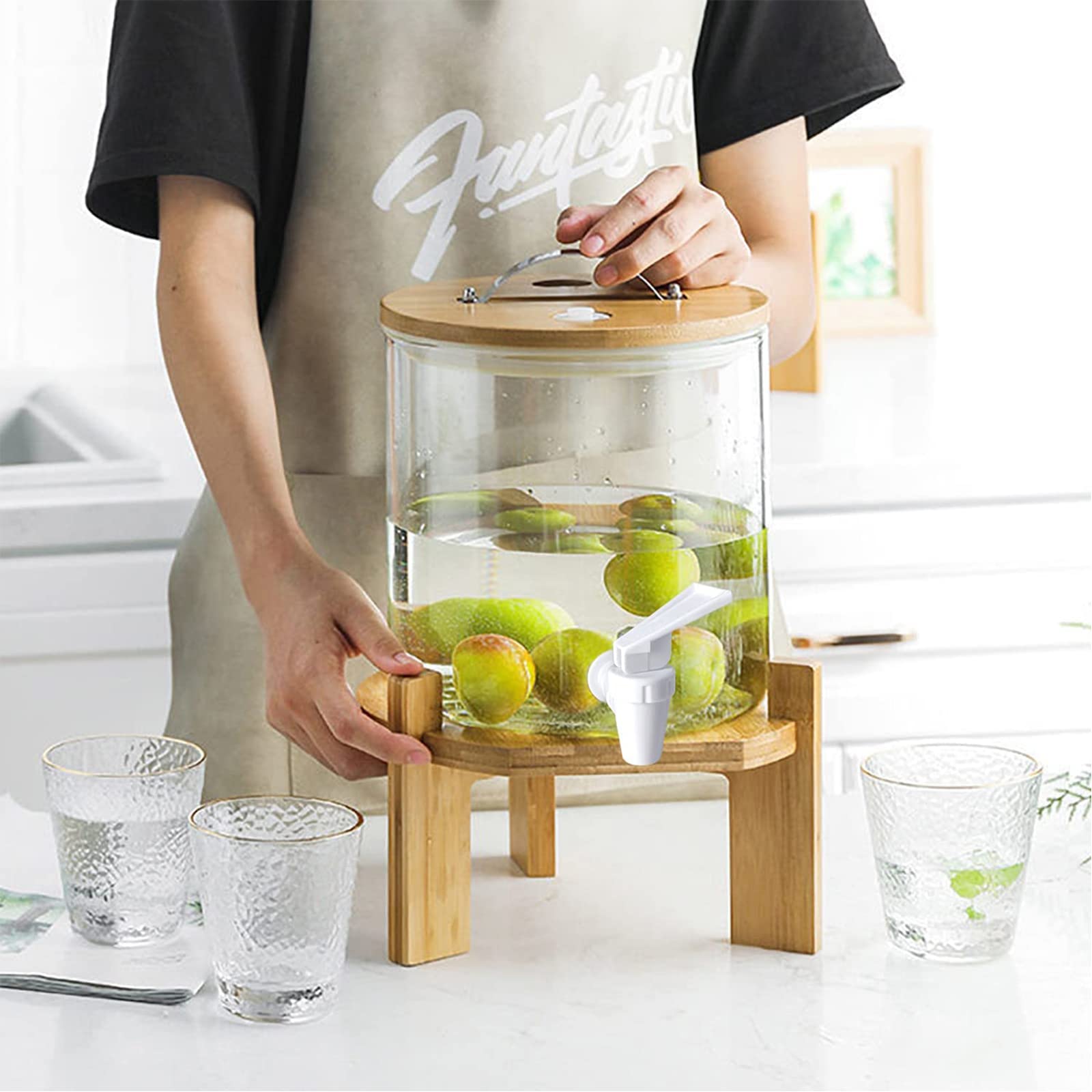Kunststof drankdispenser, tapkraan, 4 stuks, drankdispenser, tapkraan, voor koude en warme dranken, voor biervat, glas, koffie, sap, drinkfontein, zwart wit