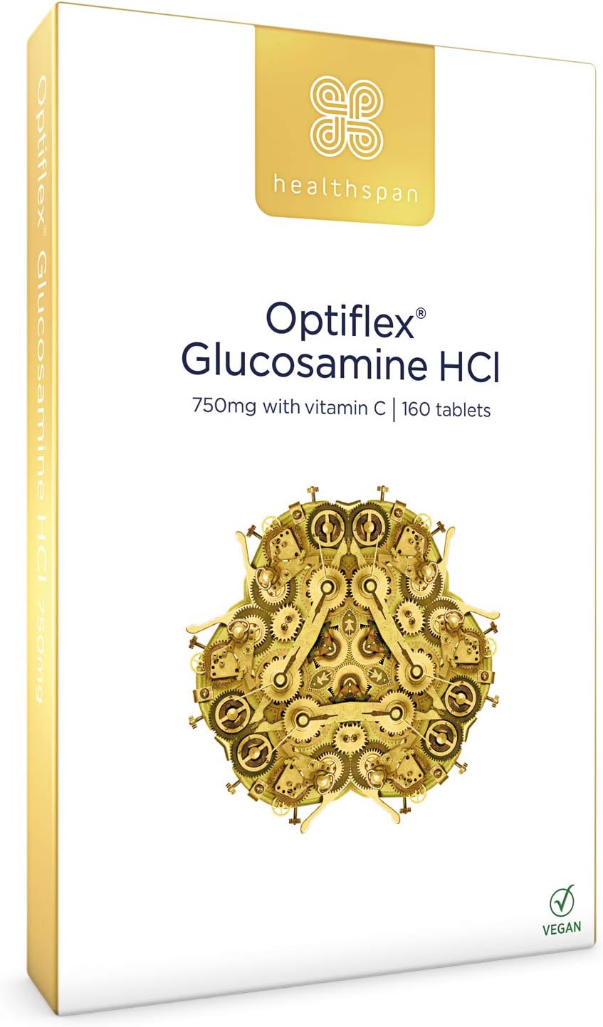 Healthspan Optiflex Glucosamine HCI 750mg with Vitamin C | Joint Support | Shellfish Free | Sustainably Sourced | Vegan (160 Tablets)