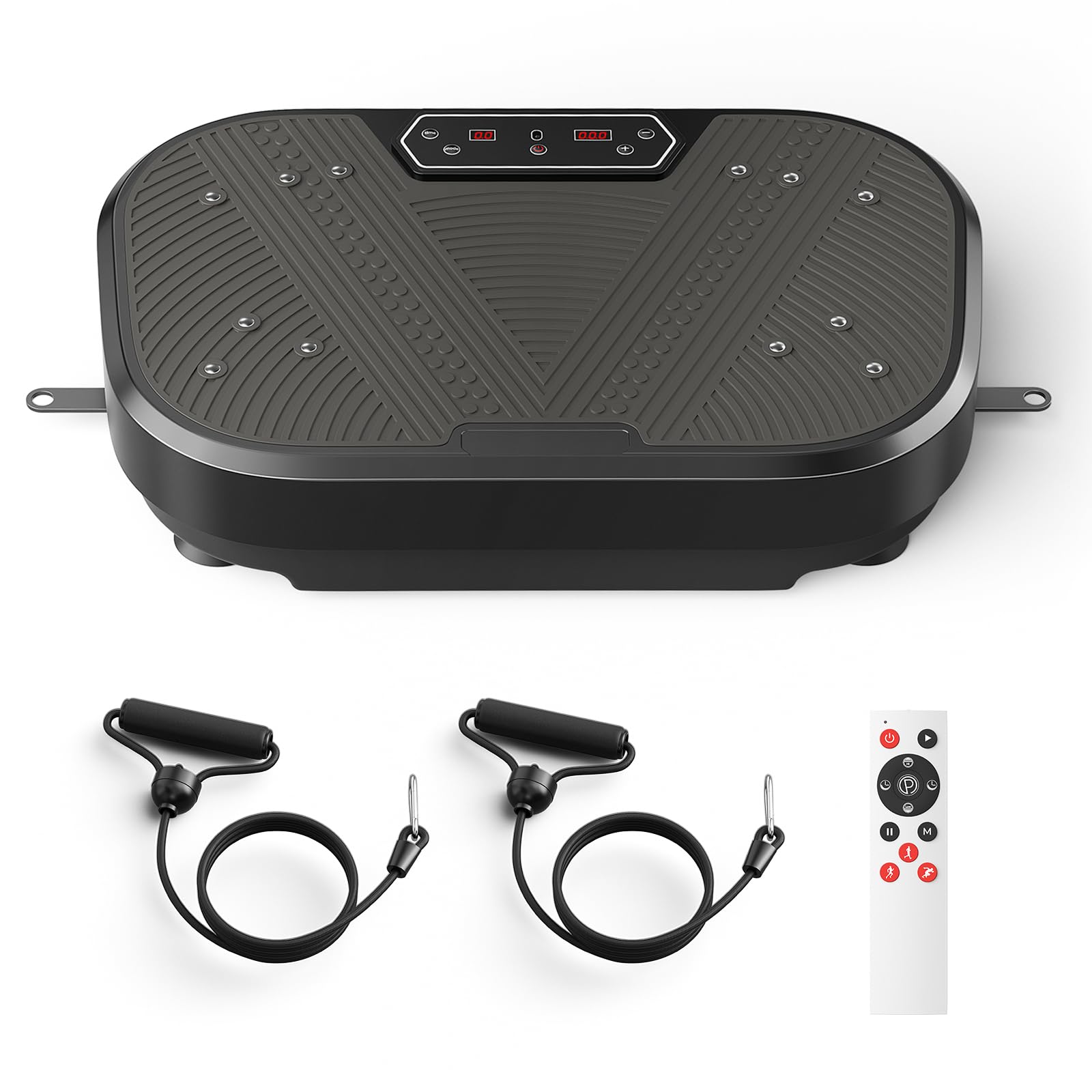 Plataforma Vibratoria, 120 Velocidades Plataforma Vibración Muscular para Musculación y Moldeado,Altavoz Bluetooth y Bandas Elásticas Fitness en Casa para Quemar Grasa y Adelgazar