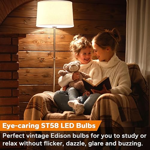 Miniatura 4 de TOBUSA Bombillas LED Edison vintage equivalentes a 60 W, bombillas LED superbrillantes de 900 lúmenes, bombillas de filamento LED antiguas ST58 de 6
