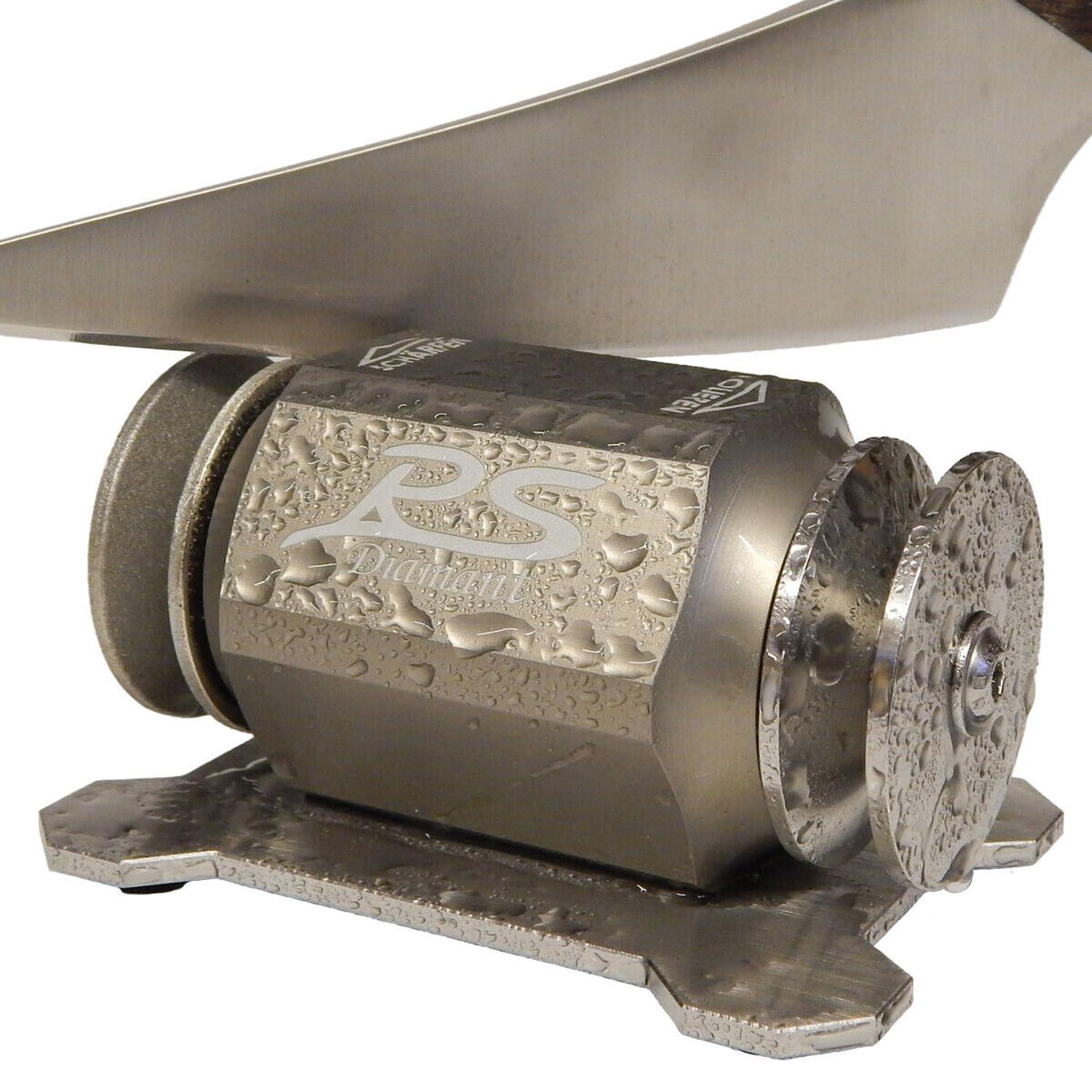 Rollenschärfer Messerschärfer X-Schliff - Titan | Exklusive Titan-Edition inklusive Mikrofasertuch, Diamantschliff & X-Schliff für den perfekten balligen Präzisionsschliff.