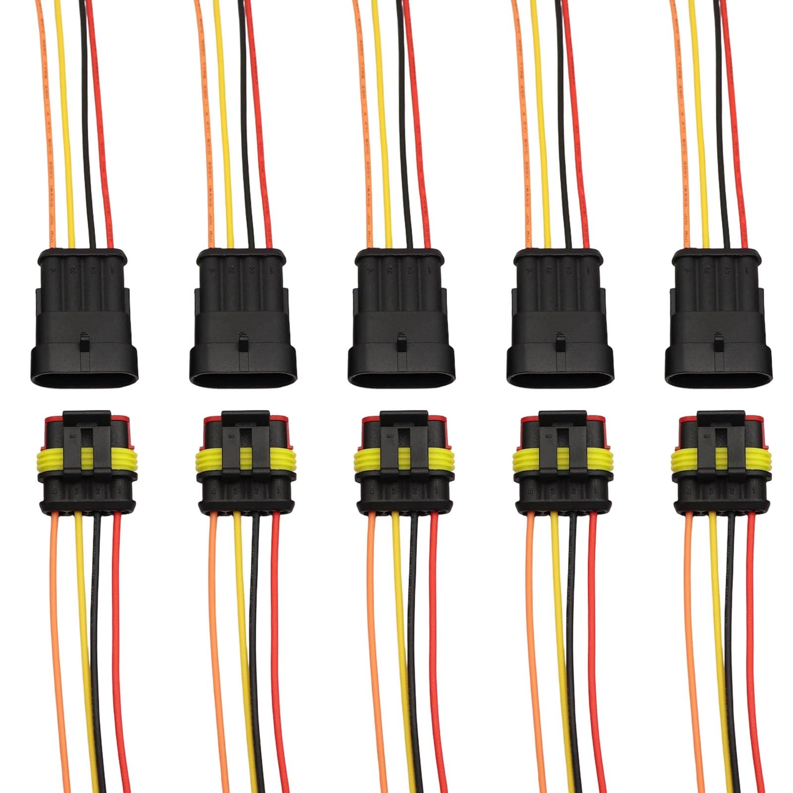 Linvimia Men's 4P 5-Piece Automotive Connector Set, Fe Plugs With Wires For Quick Vehicle Quick Disconnect Wire Connector