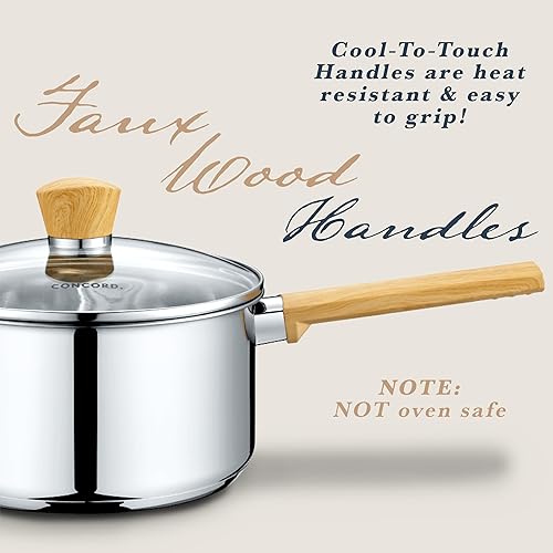 Miniatura 6 de Concord Juego de utensilios de cocina de acero inoxidable de 10 piezas, incluye cacerolas, ollas y sartenessartenes