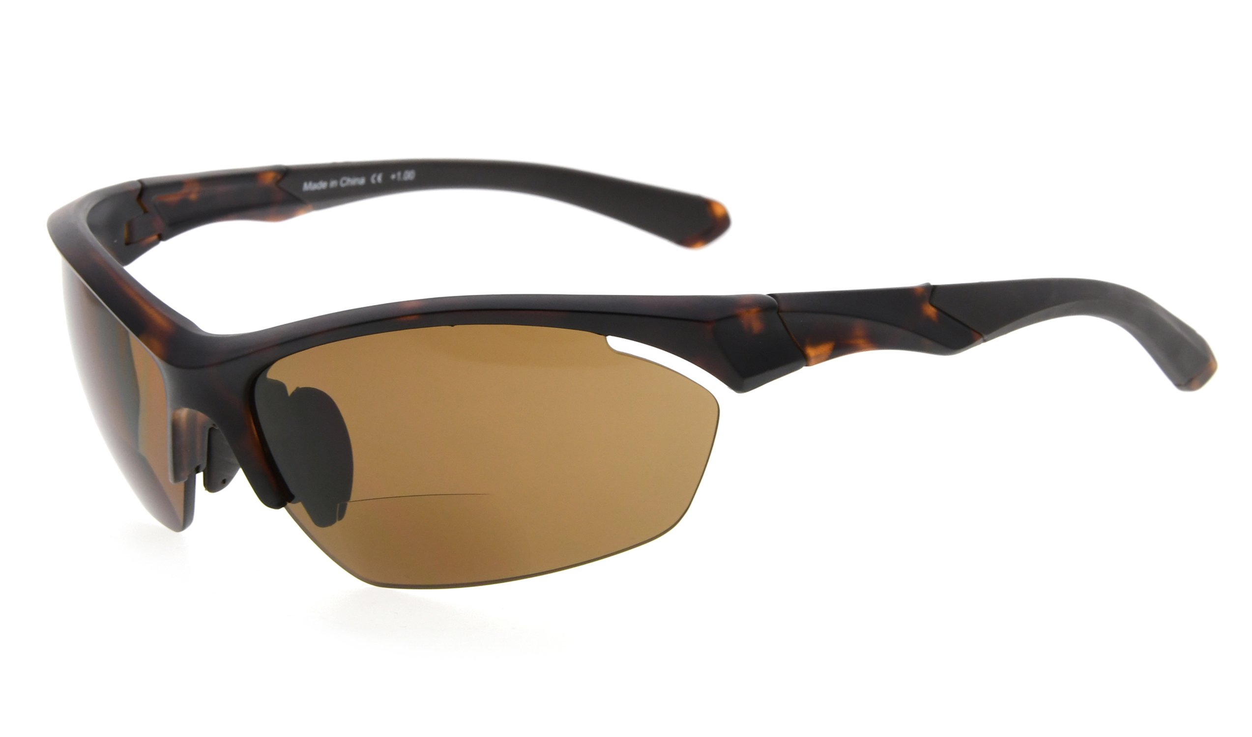Eyekepper TR90 Sports Bifocal Sunglasses Baseball Running Fishing Driving Golf Softball Hiking Half-Rimless Reading Glasses (Matte Tortoise, 1.25) — image 1