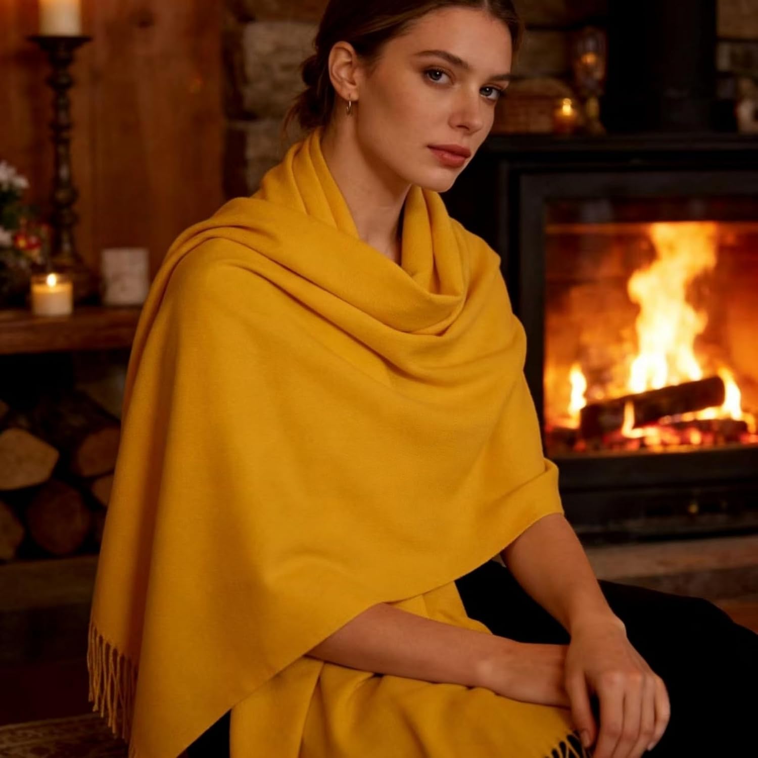 Women Winter Scarf Pashmina Shawls Wraps Warm Long Large Scarf for Evening Dresses Wedding Cover Up Soft Scarves - Image 5