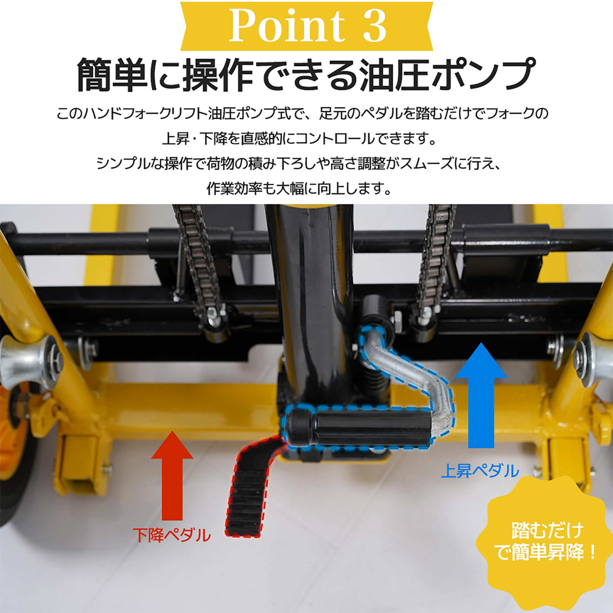 Amazon.co.jp: ハンドフォークリフト 昇降 油圧式 | 耐荷重200kg 