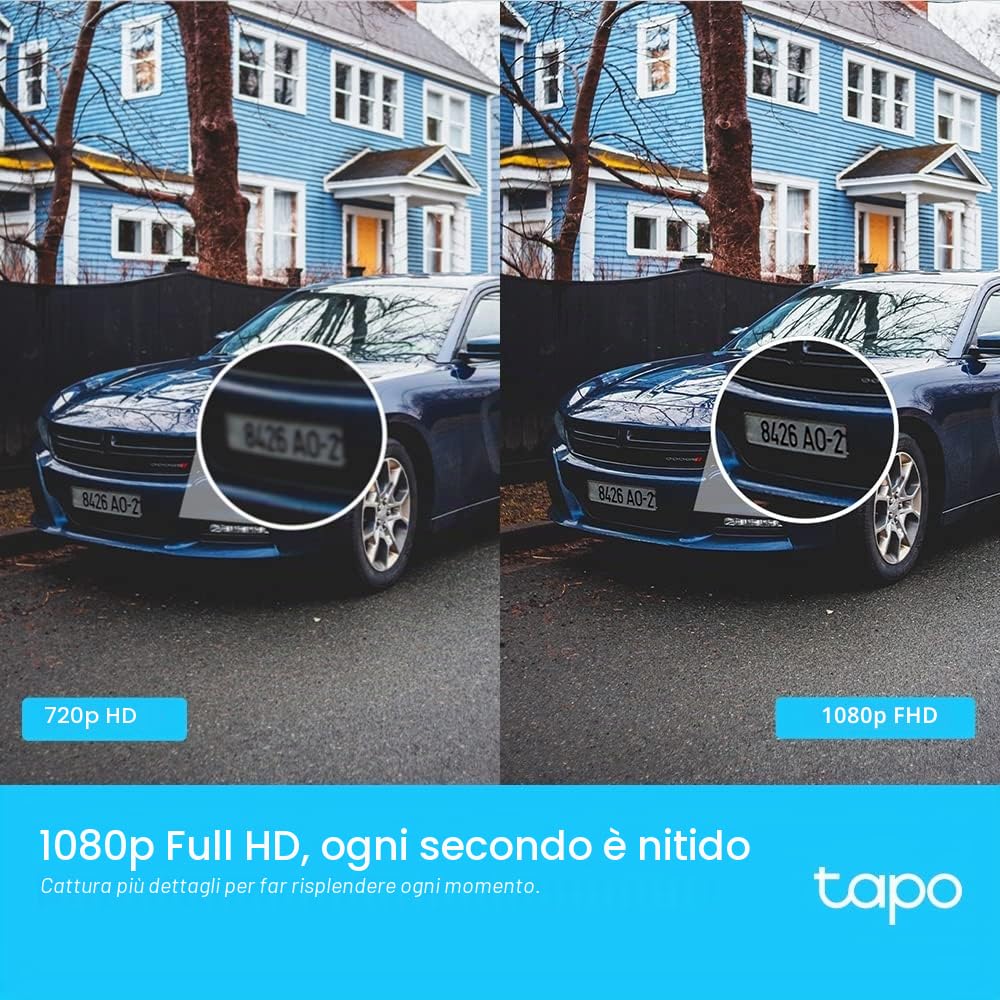 Tapo C500 Telecamera Wi-Fi Esterno FHD, 360° Visuale, Telecamera IP di Sorveglianza, IP65, Visione Notturna a Colori, Rilevamenti Smart AI, Audio Bidirezionale, Allarme sonoro personalizzato