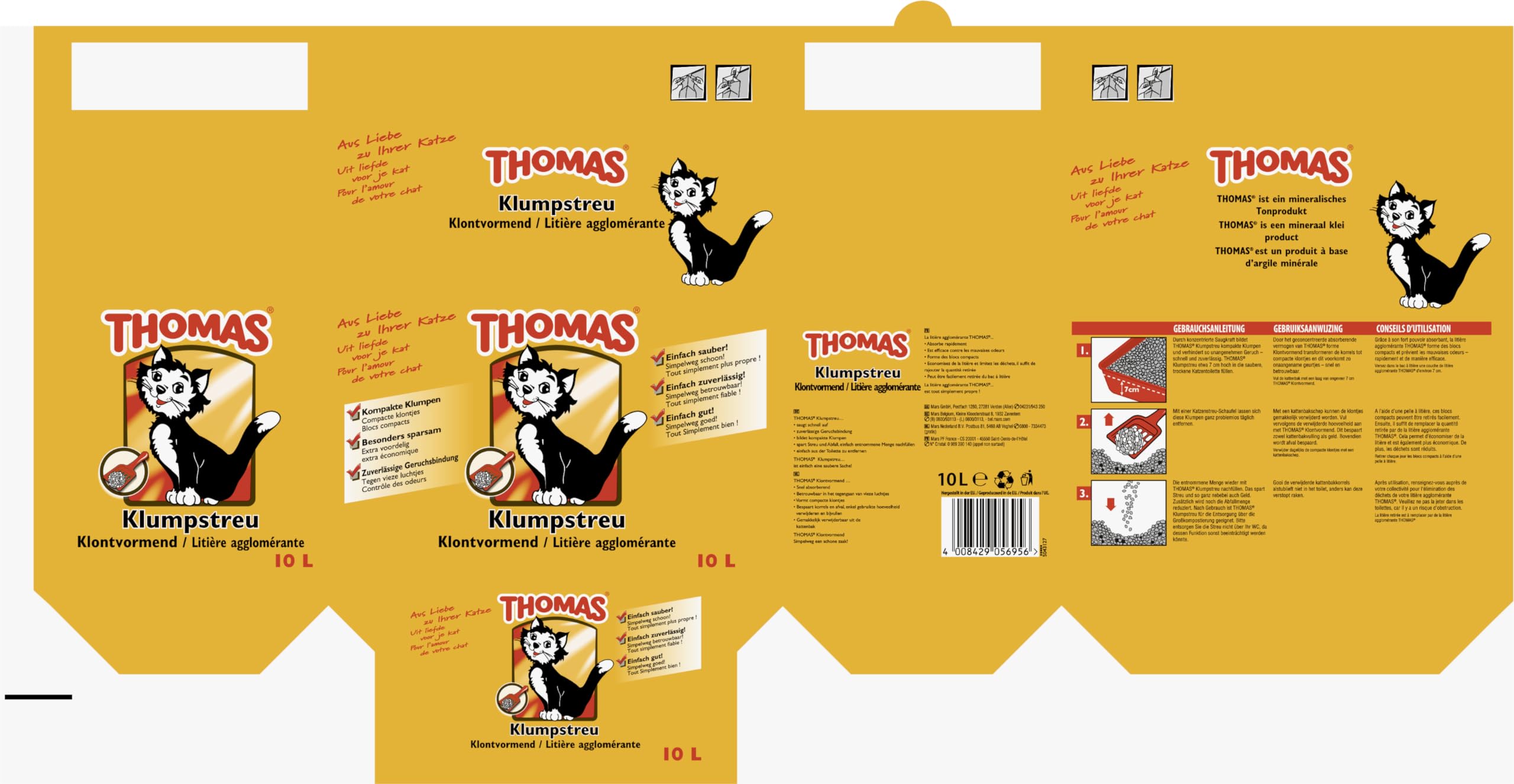 Thomas Klumpstreu - geruchsbindendes Katzenstreu (20l) : Amazon.de: Haustier