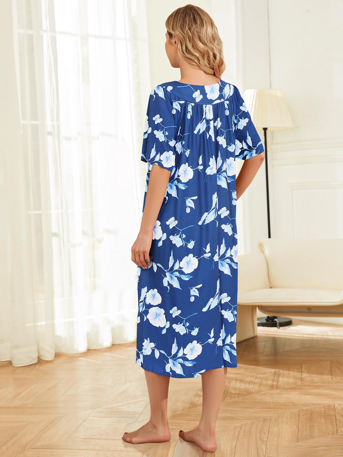 Snapklik.com : Udforsk Moomoo Nightgown For Women House Dresses For Elderly  Women Night Gowns Batas De Casa De Algodon Para Anciana Lounge Dress Moomoo  Anthony Richards Blue White Flower S