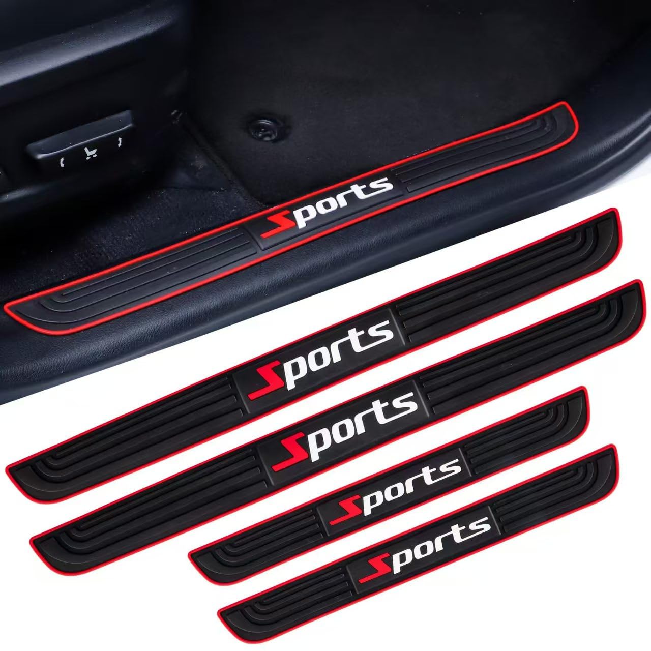 XIAOGUANGFADACAI 4 Pcs Car Door Sill Protector Guards for Jaecoo J7 For Phev 2025, Entry Step Panel Scuff Plate Black Rubber Anti Scratch