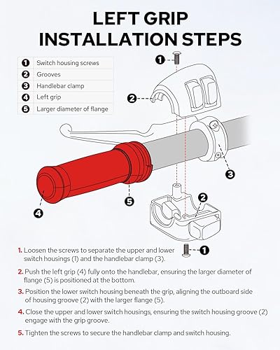 Miniatura 6 de Benlari Empuñaduras negras para manillar de motocicleta de 1 pulgada, compatible con Harley Davidson Sportster Touring Dyna Softail 883 1200
