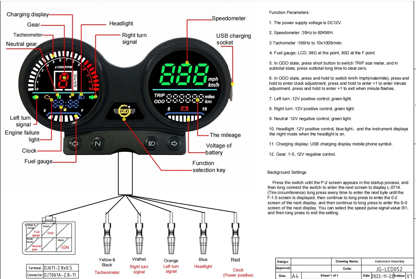 Universal Motorrad Digitaler Tachometer LED drehzahlmesser motorrad Hintergrundbeleuchtung Digital Kilometerzähler