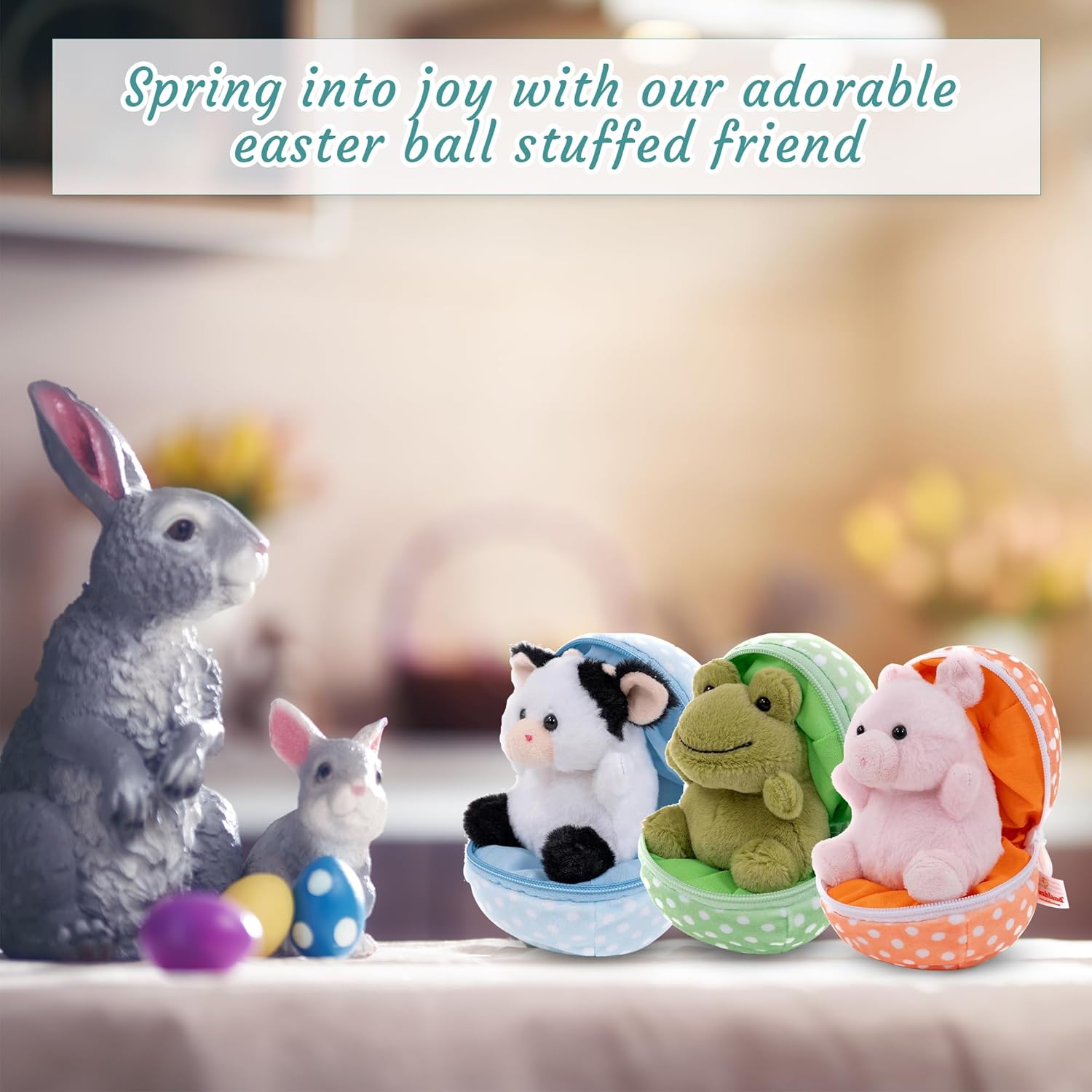 Easter Stuffed Animal - 6 inch - Surprise Zip up Egg Hideaway Springtime Inspired Plush Toy Gift for Kids, Boys and Girls - Easter Mother's Day Birthday (New Frog Egg)