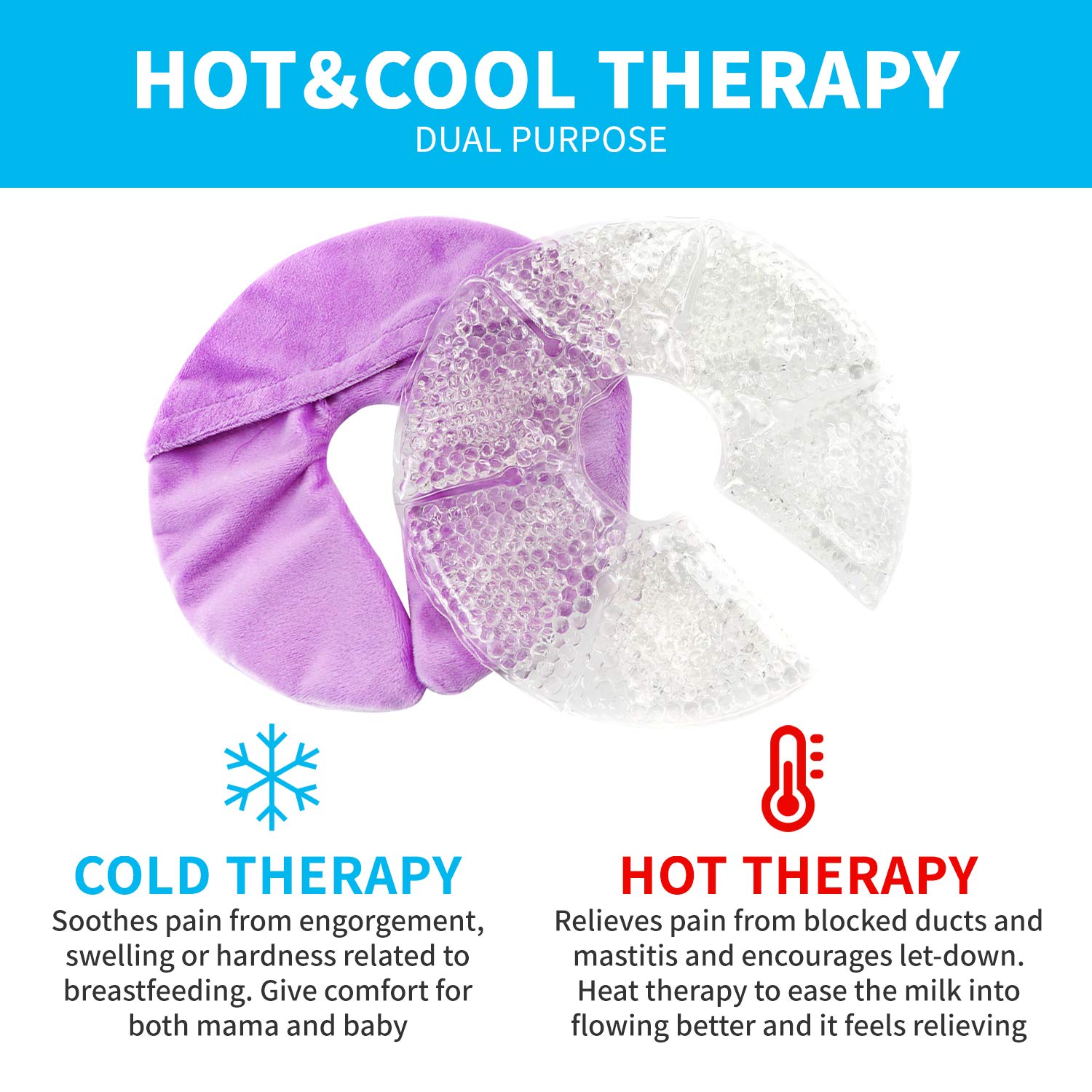 Breast Therapy Ice Pack, Breastfeeding Gel Pad, Nursing Pain Relief for