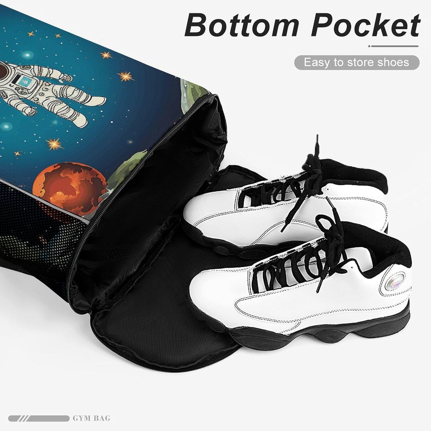 Swimming Gym Bag,Outer Space Rocket Astronaut Printed Beach Bag,sport Drawstring Backpack Suitable for Women And Men.