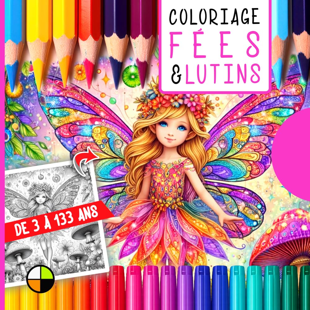 Coloriage de 3 à 133 ans : FÉES & LUTINS: 32 illustrations enchantées de fées, lutins et nature magique (Coloriages créatifs de 3 à 133 ans)