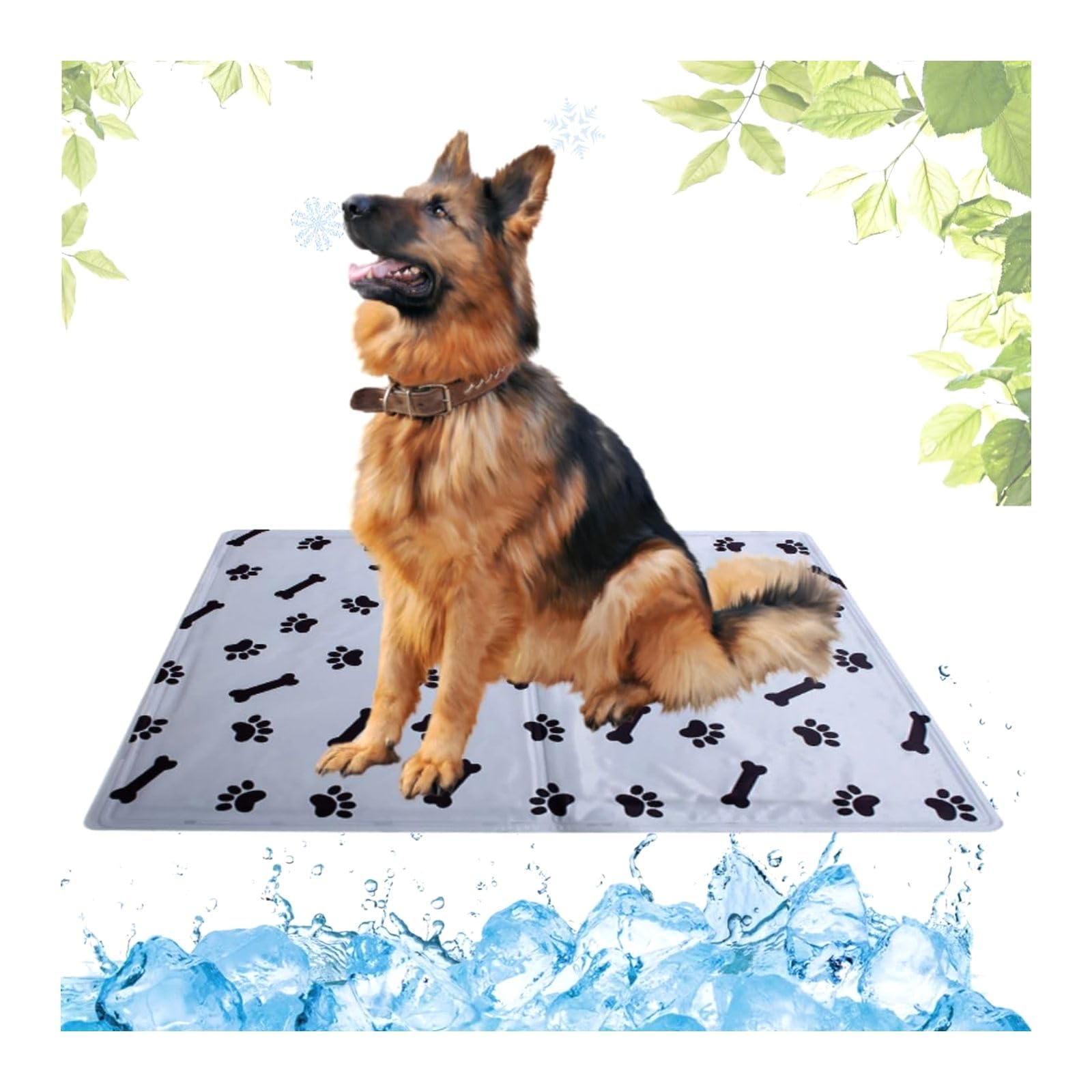 Generisch Cuscino refrigerante lavabile per animali domestici, tappetino refrigerante per cani con gel atossico, resistente ai graffi, ideale per l'estate calda (ossa, 80 x 95 cm)
