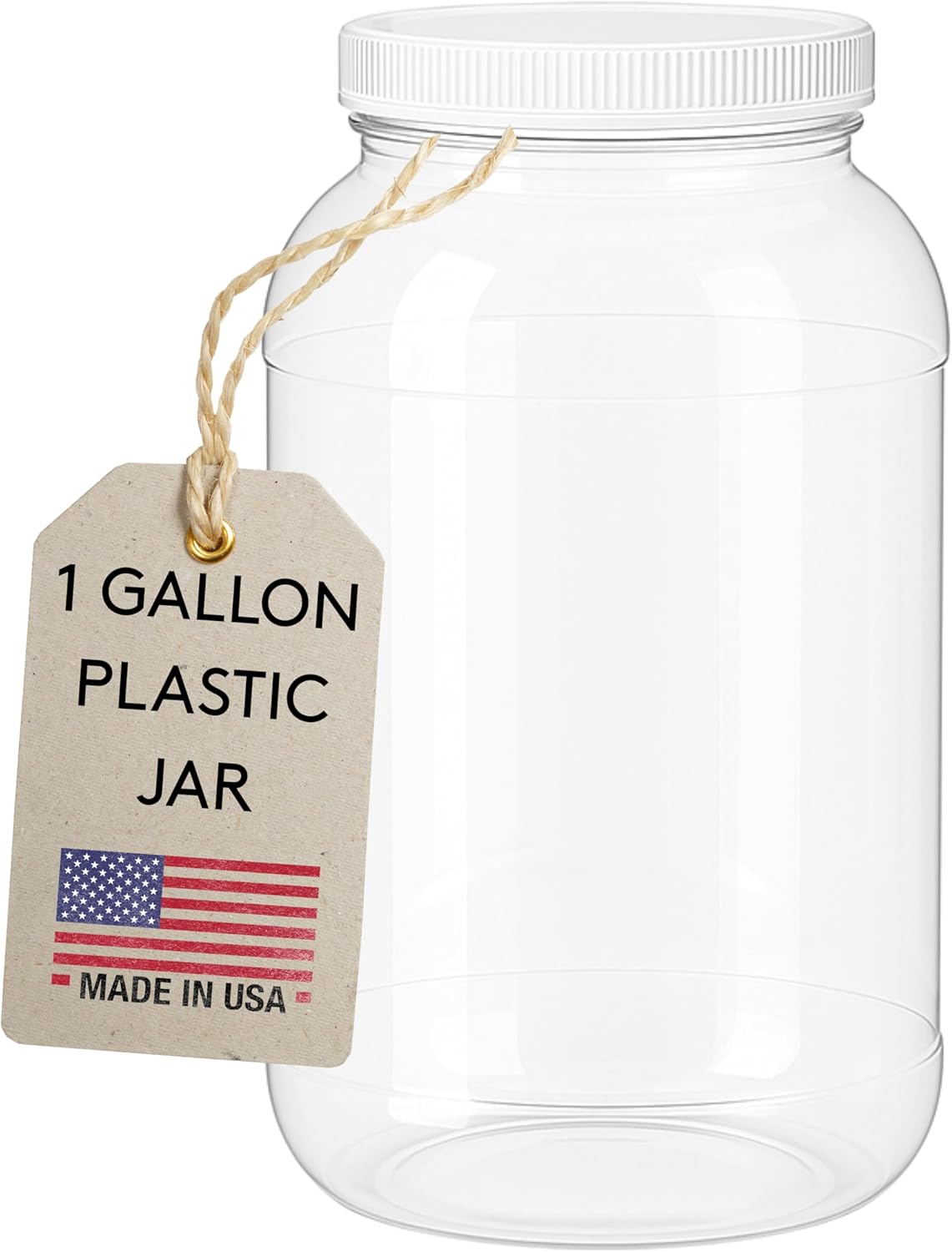 kitchentoolz 1 Gallon Large Plastic Mason Jar with Airtight Lid - Tall Storage & Pantry Container - Made in USA - Pack of 2