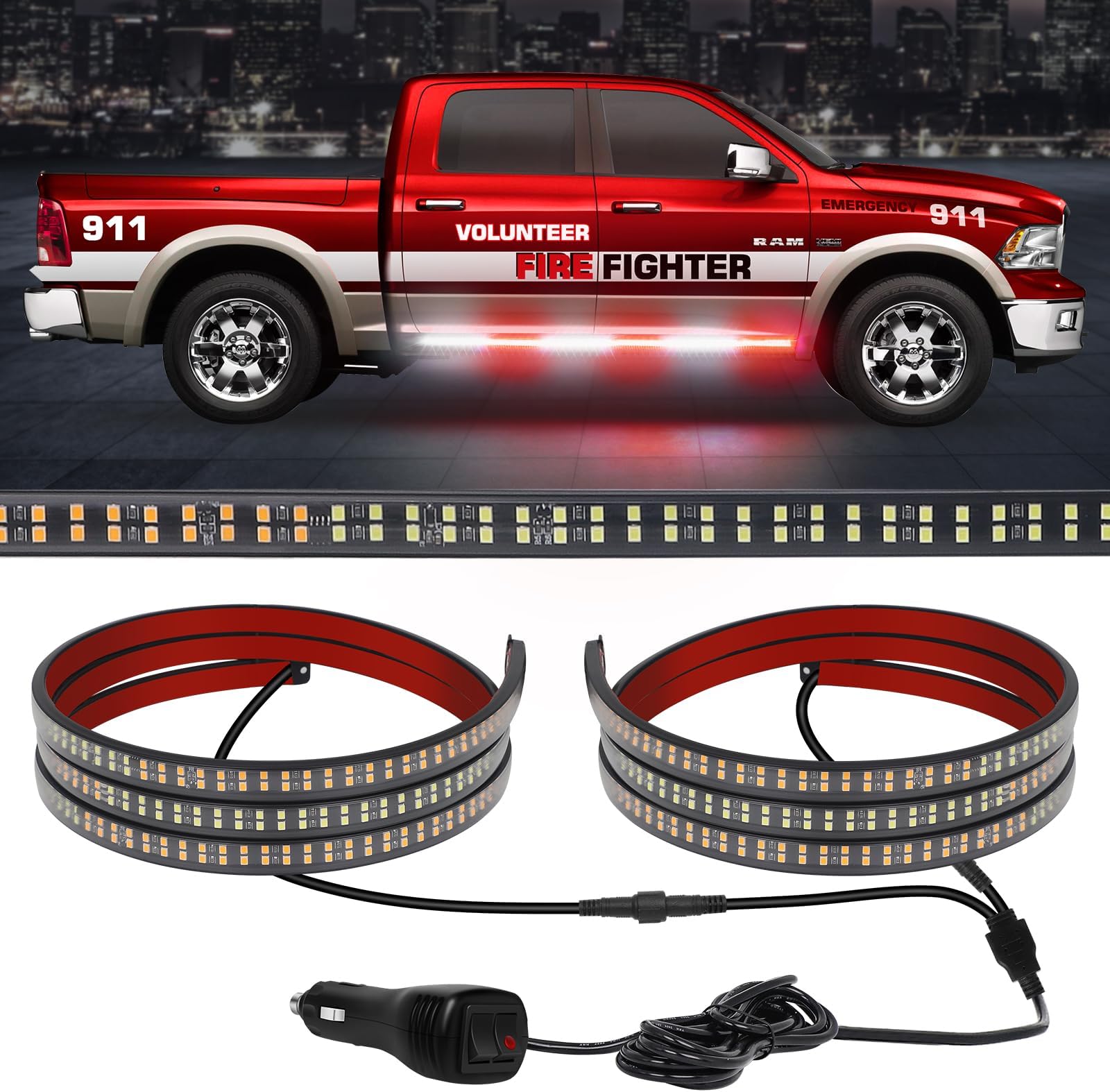 2 in1 70inch Truck Emergency Strobe Lights Strip Bar, 864