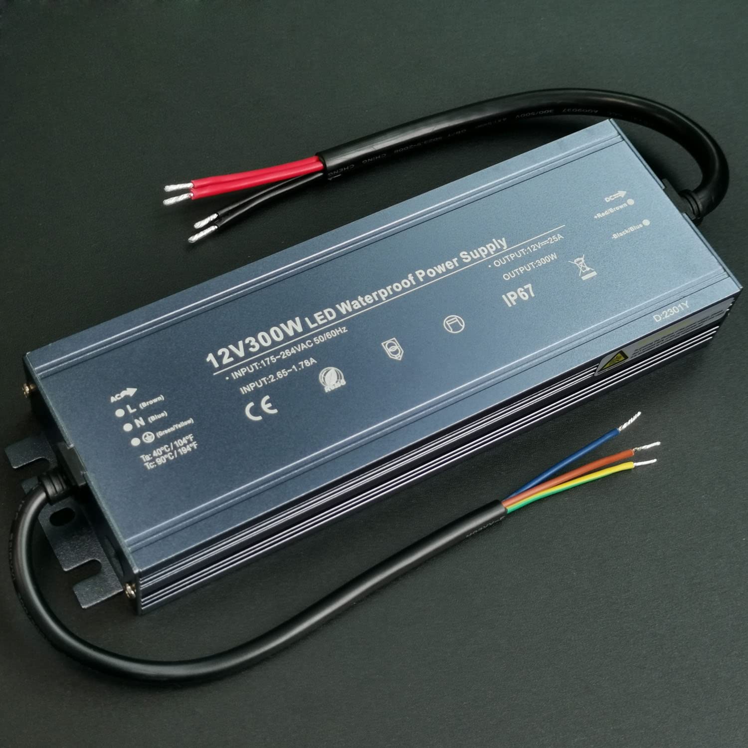 300W Transformador 220V a 12V, IP67 Resistente al Agua Transformador LED | Alinana Driver para Lámparas y Tiras LED, Carteles, Cámara Web al Aire Libre (0-25A)