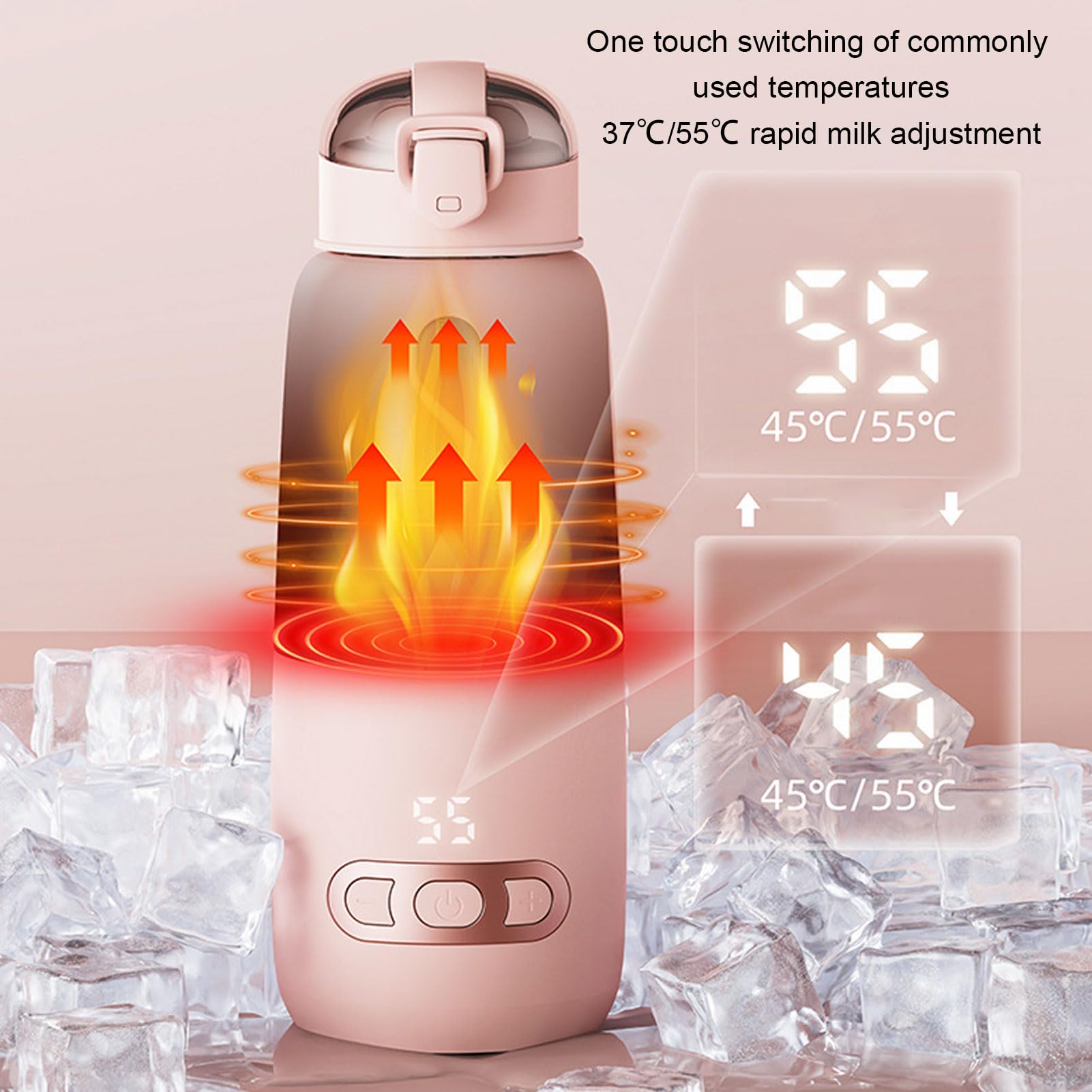 Scaldalatte Portatile Senza Fili, Riscaldamento Rapido Per Latte Materno, Scaldabiberon Per Viaggi, Auto, Ufficio, Casa, Da 37°C a 55°C, 15000mAh, 300ML