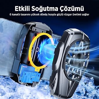 Bix BXCP03G Ultra Sessiz ve Güçlü Telefon Soğutucu Fan Kablolu Kullanım, 4.5-7 inç Cihazlarla Uyumlu, Oyuncular İçin Klipsli Özel Tasarım