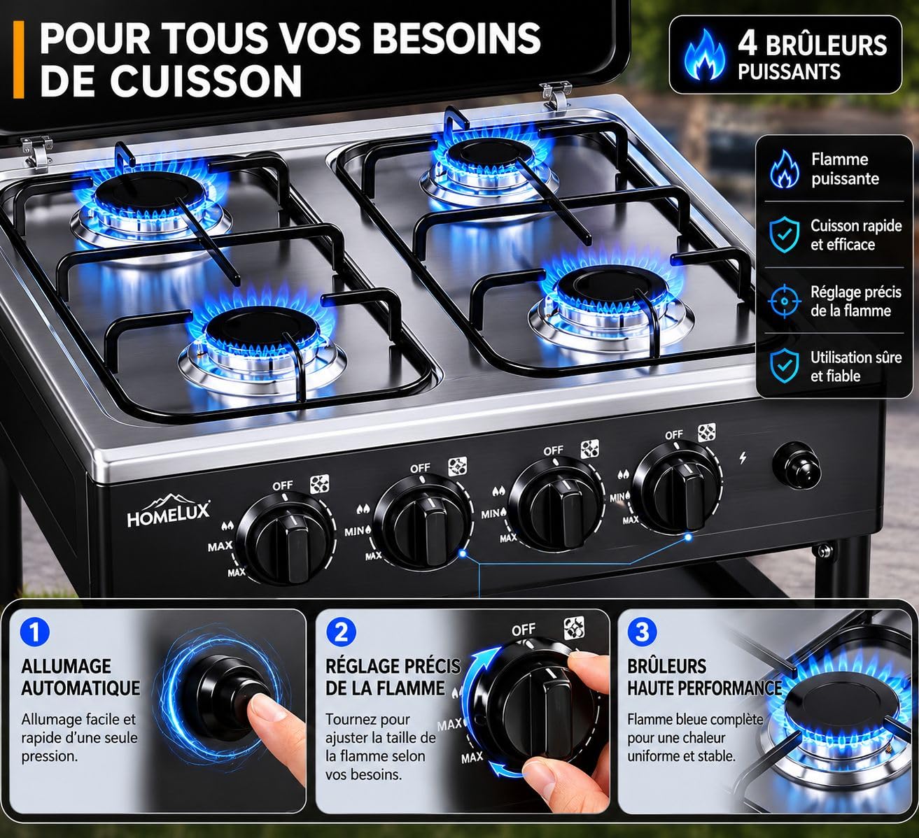 Réchaud à Gaz 4 Brûleurs 6,2 kW