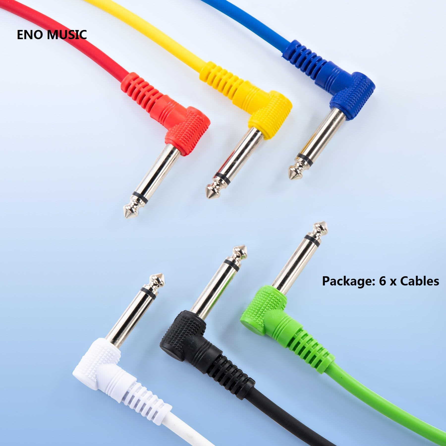 5 Câbles De Raccordement Plats Pour Pédales Effet Guitare - Longueur 6 Pouces, Connecteurs Angle Droit 1/4"