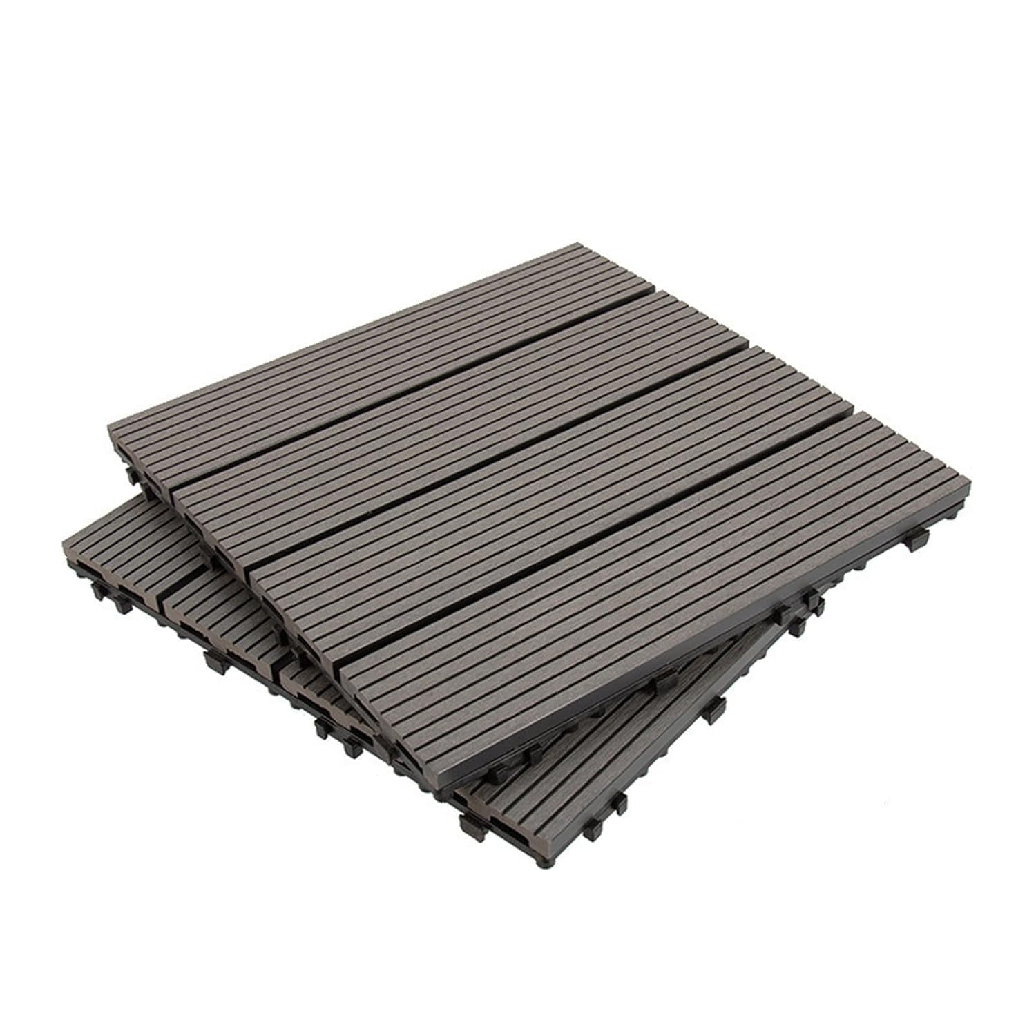 Dalles et lames de terrasse en composite, La plate-forme extérieure en bois de verrouillage tuile les pièces multicolores 300x300x20mm 9(Grey)