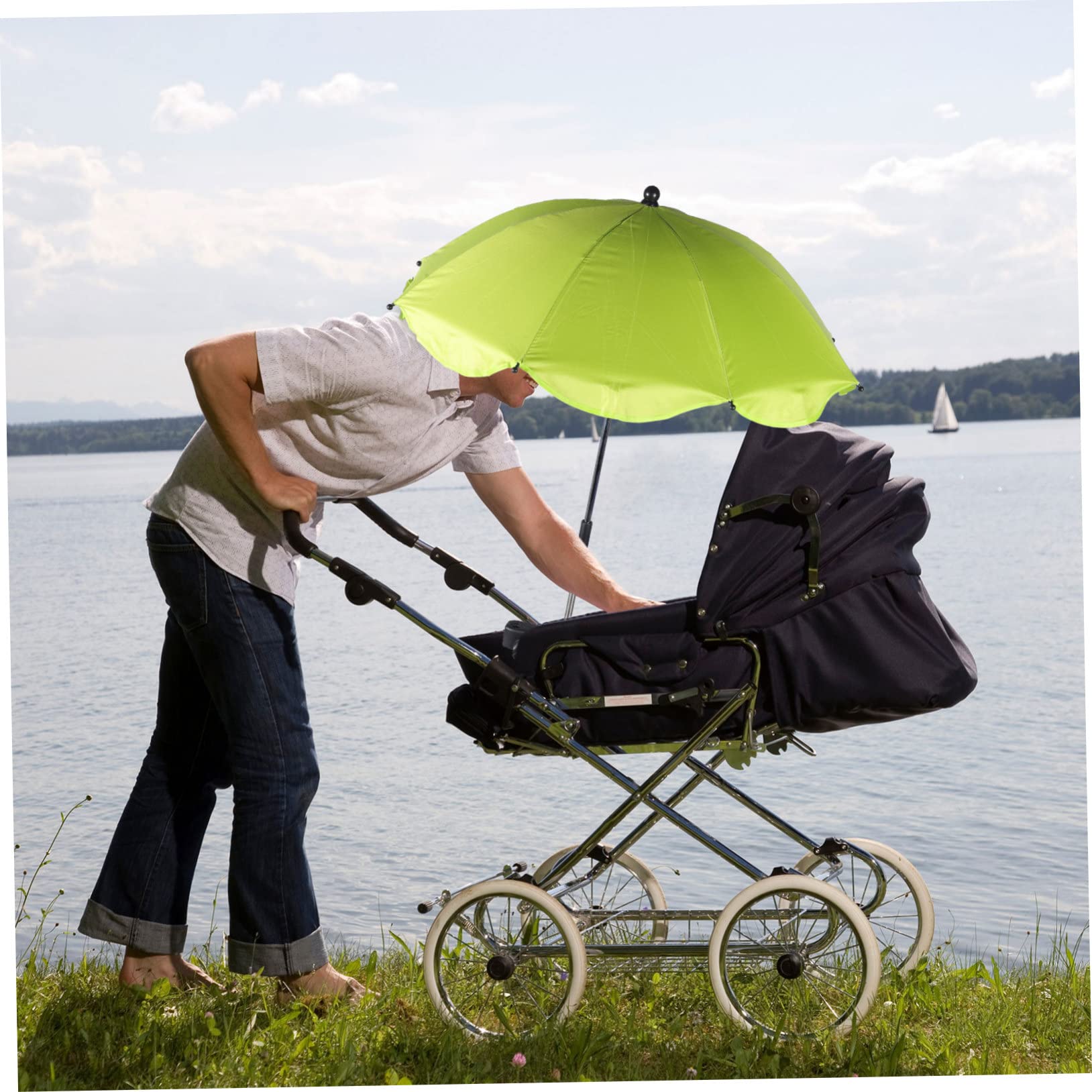 2stücke Stroller Umbrella Mit Uv-schutz Abnehmbare Sonnenschutzschirm Für Kinderwagen Verstellbare Halterung Und Passend Für Modelle
