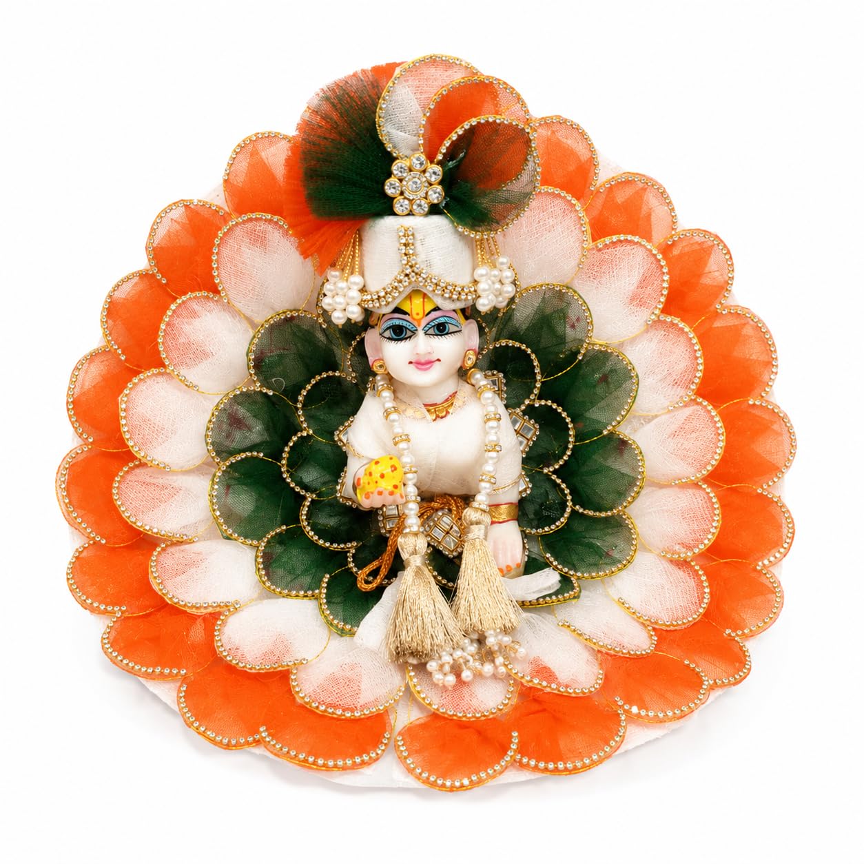 Laddu Gopal Independence Day Dress with Pagdi Patka Choli Size 2 | Tricolour Kanha Ji Dress | Bal Gopal Poshak | Krishna Ji Thakur Ji Festive Clothes for Mandir Pooja Decoration-image-8