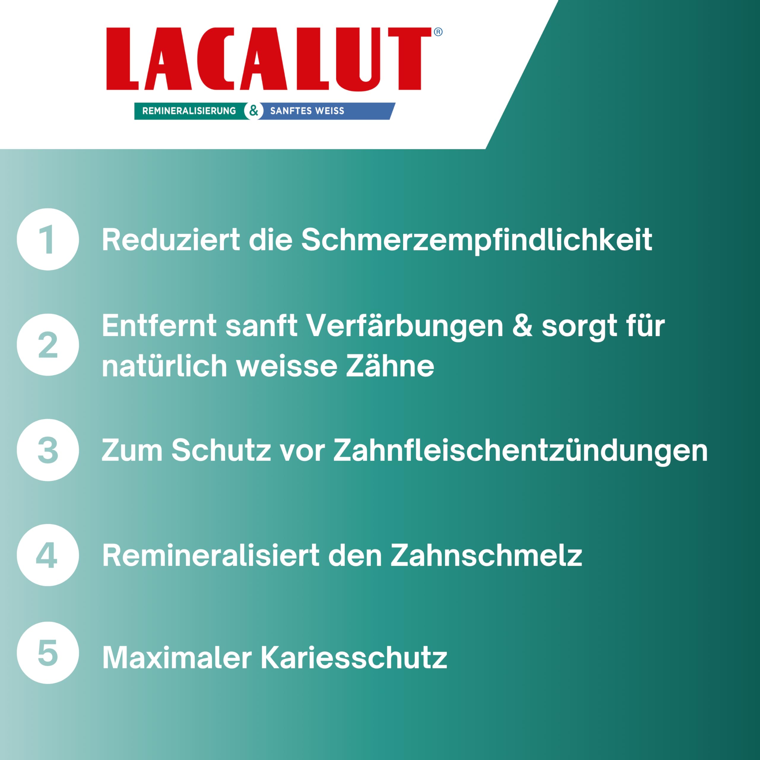 LACALUT Sensitiv Remineralization & Soft Weiss, reduce la sensibilidad al dolor, elimina suavemente la decoloración, remineraliza el esmalte, 1 x 75 ml (Paquete de 4)