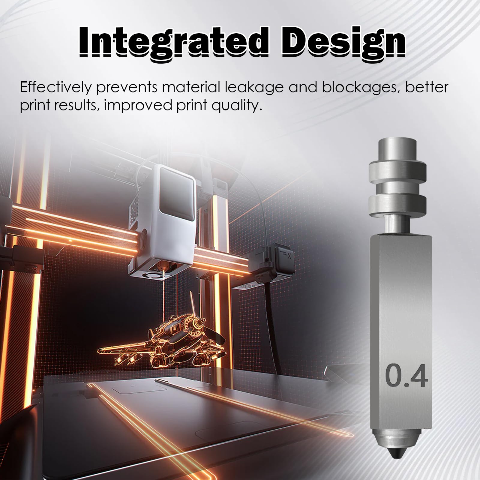 Kobra X 0.4MM Hotend Heizungsbaugruppe Kit Hot End Extruder Druckkopf | Kühlkörper Zirkonoxidkeramik Dehnungsmessstreifen für Anycubic 3D-Drucker mit 3 Gehärtetes Stahldüse & 1 Silikonhülle