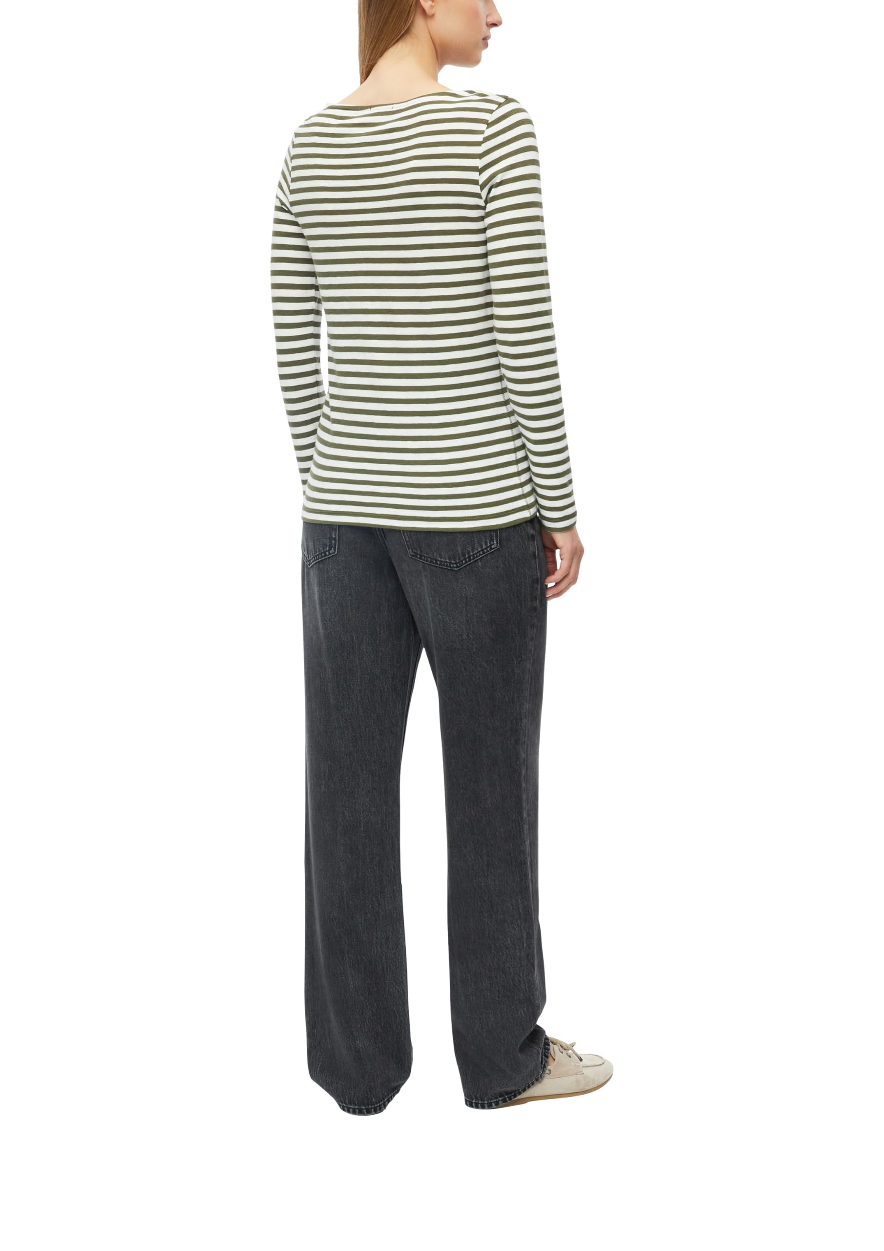 s.Oliver Bernd freier GmbH & co. kg/s.Oliver 2182446 - Camiseta de Manga Larga para Mujer, diseño de Rayas, Caqui Stripes, 48