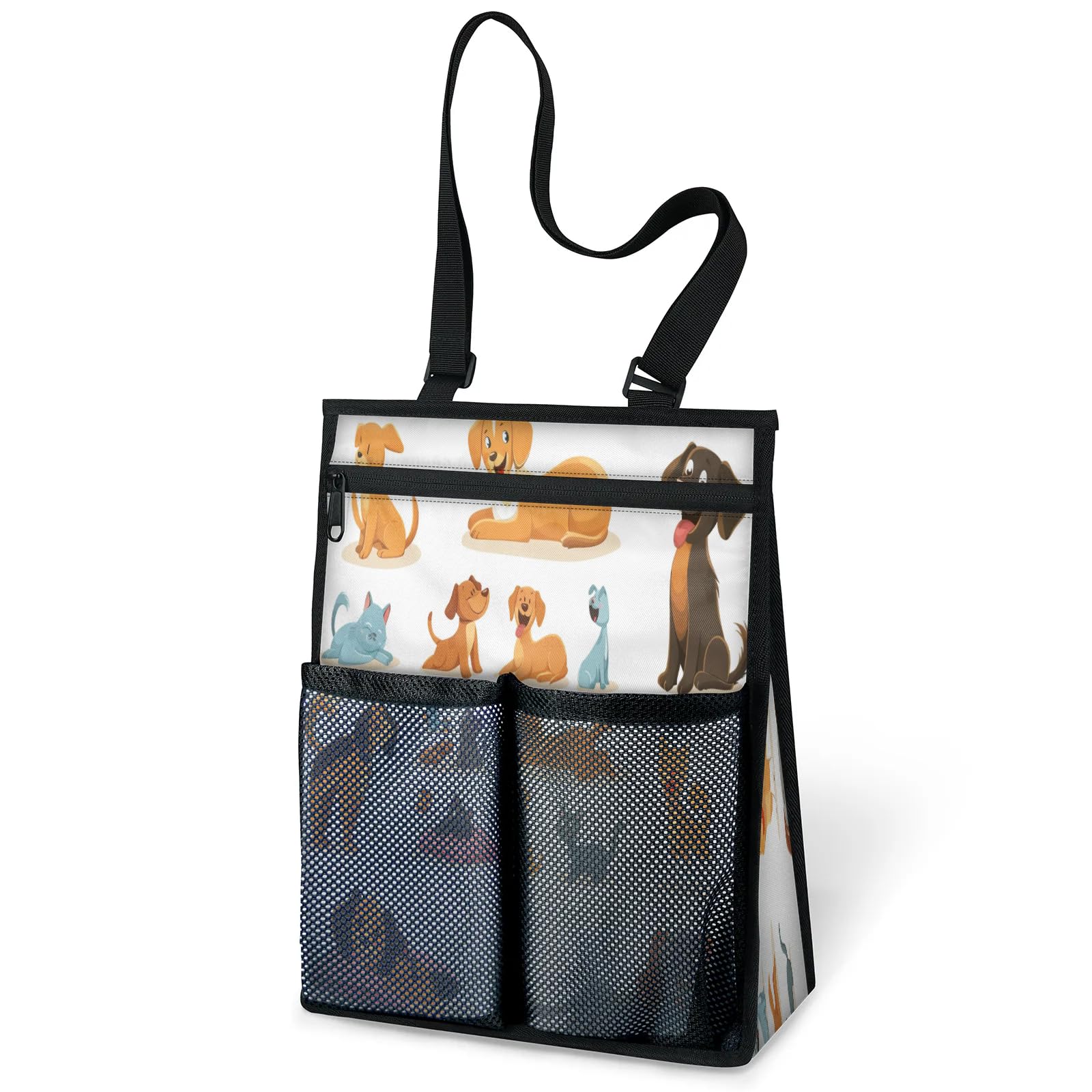 Ourtheme Dogs Pattern Portable Shower Bag for Travel Gym Camp Beach Tote Shower Caddy Bags Hanging Toiletry Organizer