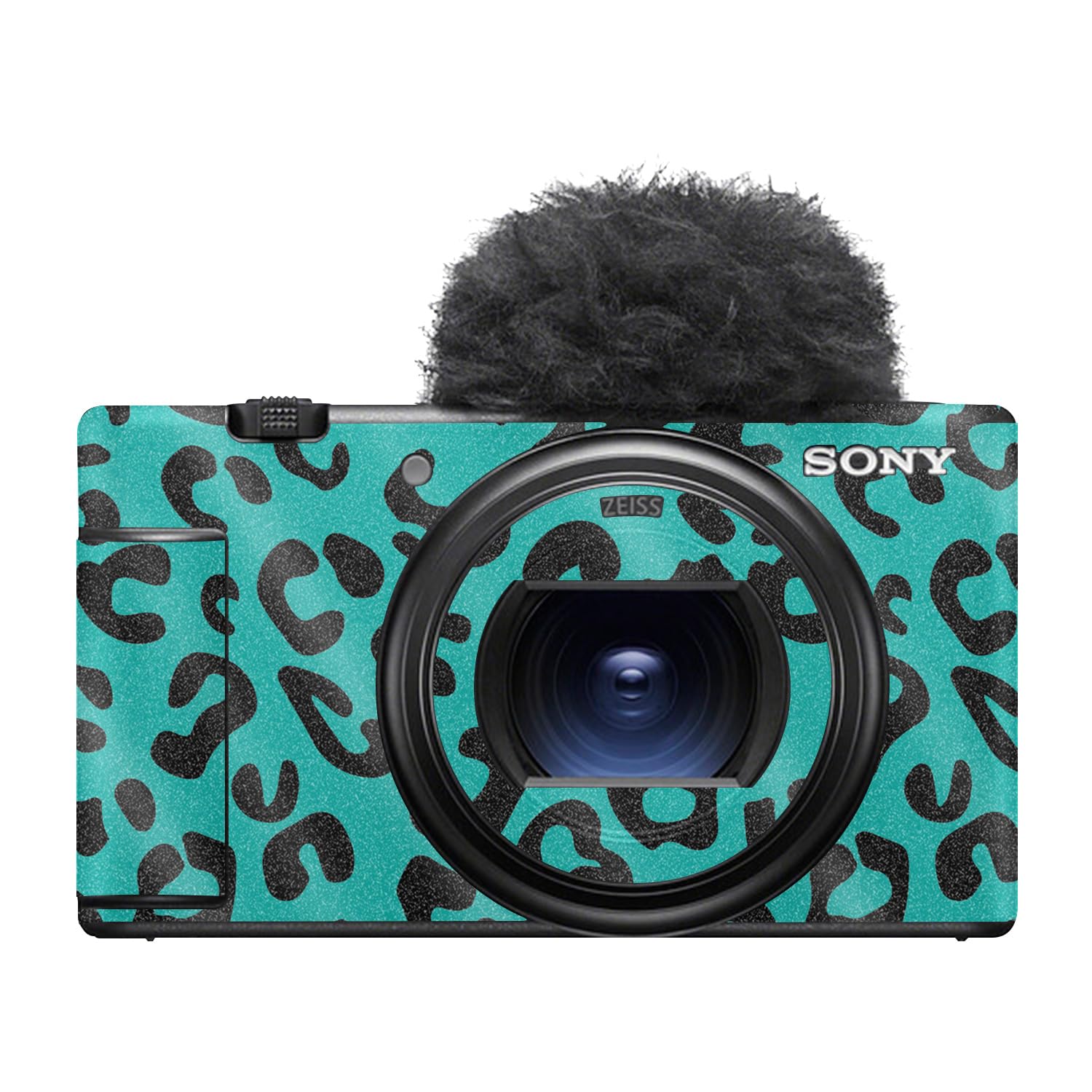 Glossy Glitter Camera Skin Compatible with Sony ZV-1 Mark II (2023) - Teal Leopard - Premium 3M Vinyl Protective Wrap Decal Cover - Easy to Apply | Crafted in the USA by MightySkins