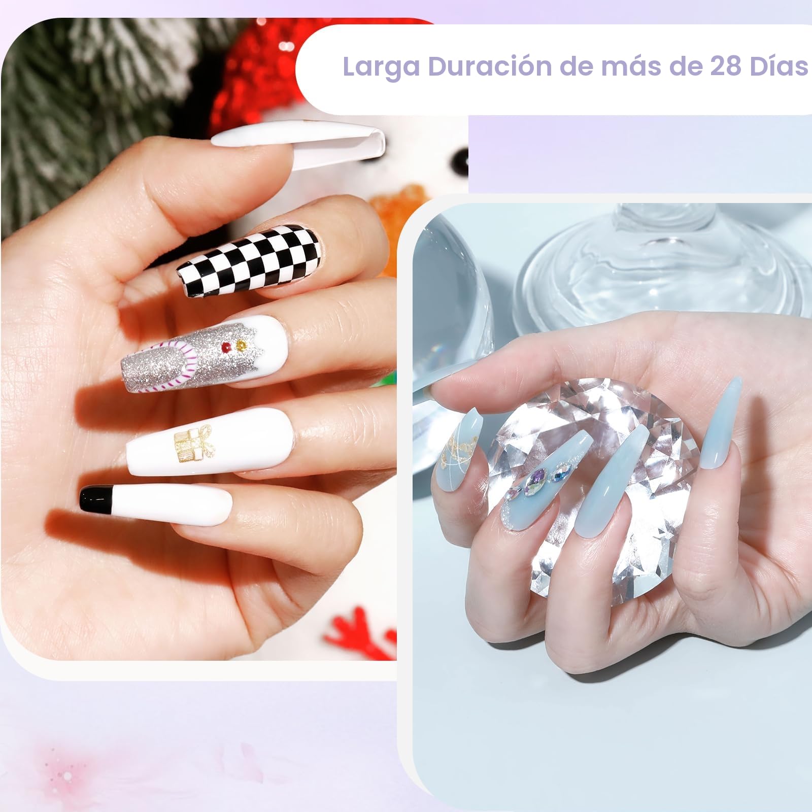 ROSALIND Kit Uñas Semipermanentes con Lámpara 48W, 20+4 Piezas Esmaltes Semipermanentes Blanco Negro Morado Rojo Azul Verde Colores Uñas Semipermanentes Kit Completo Con Lima Electrica Uñas