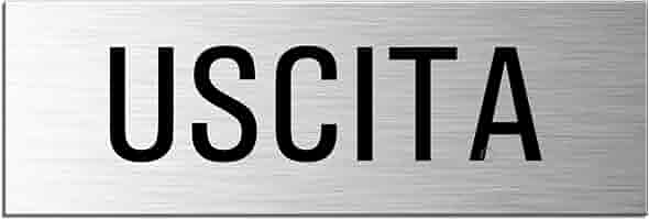 Targa Autoadesiva Uscita Ofform - Alluminio Spazzolato 240x80mm